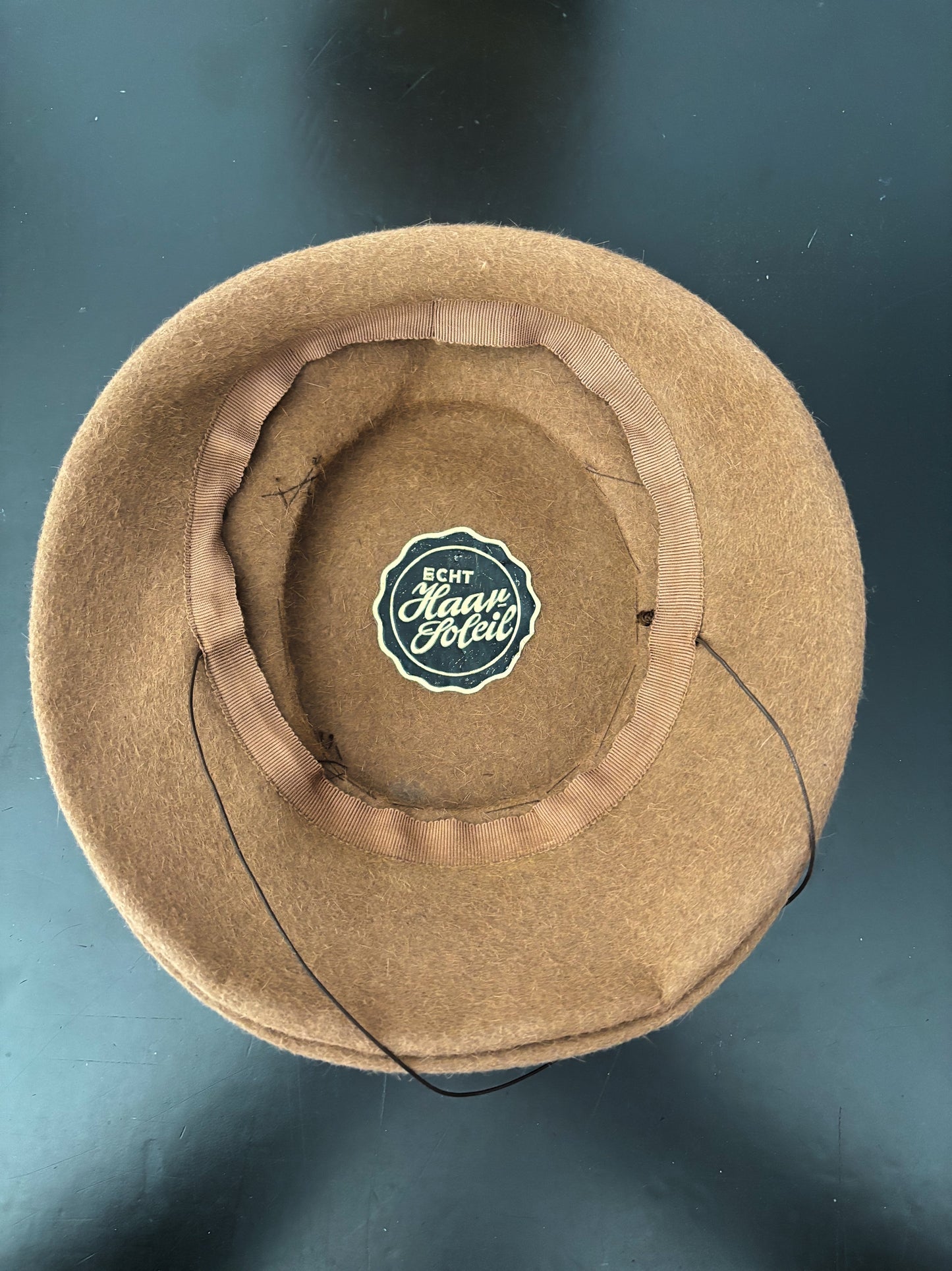 1940s/50s Brown Felt Platter Hat With Metal Detail