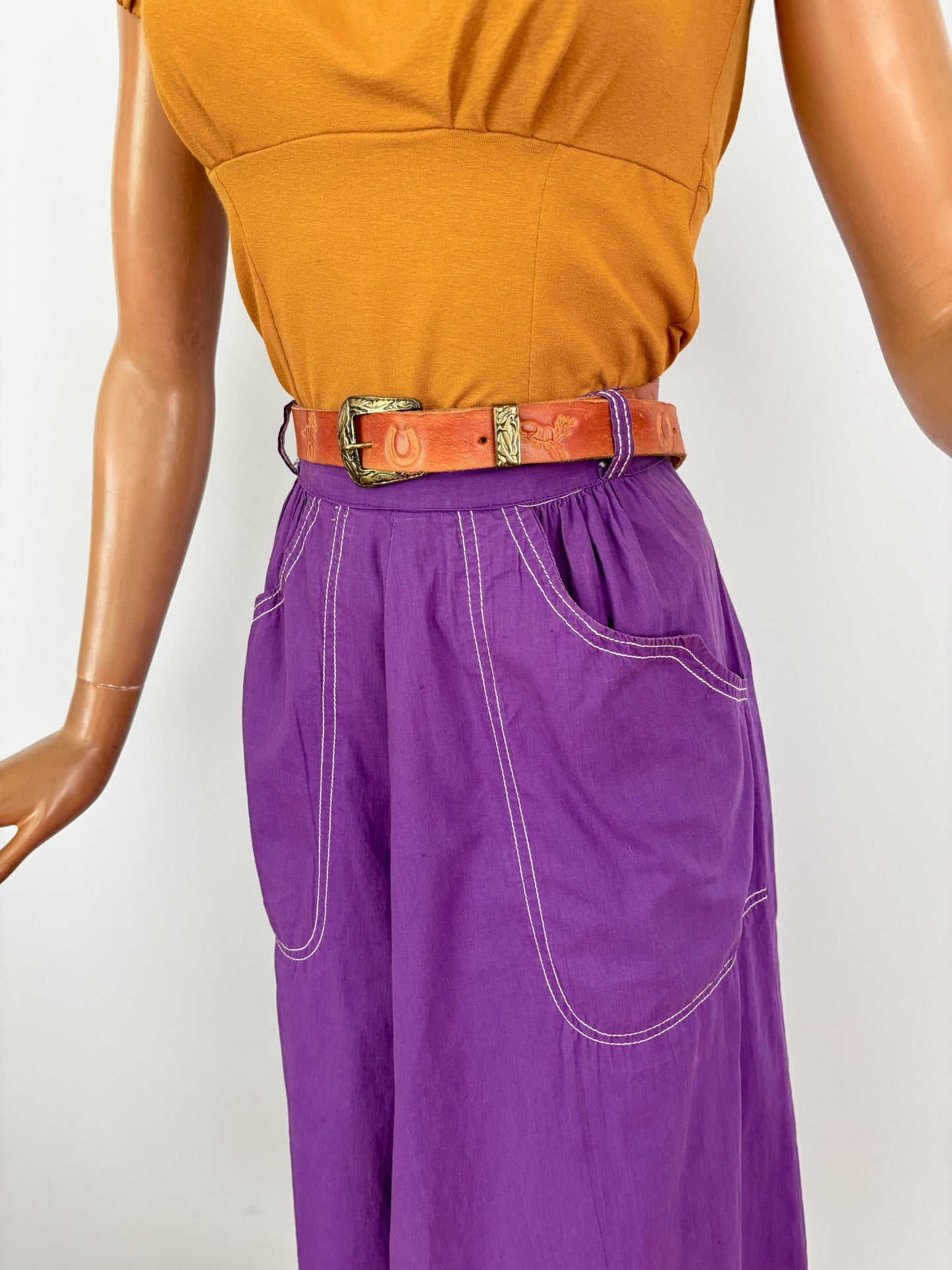 XS/S | 1950s Queen Casuals Purple Cotton Skirt With Pockets