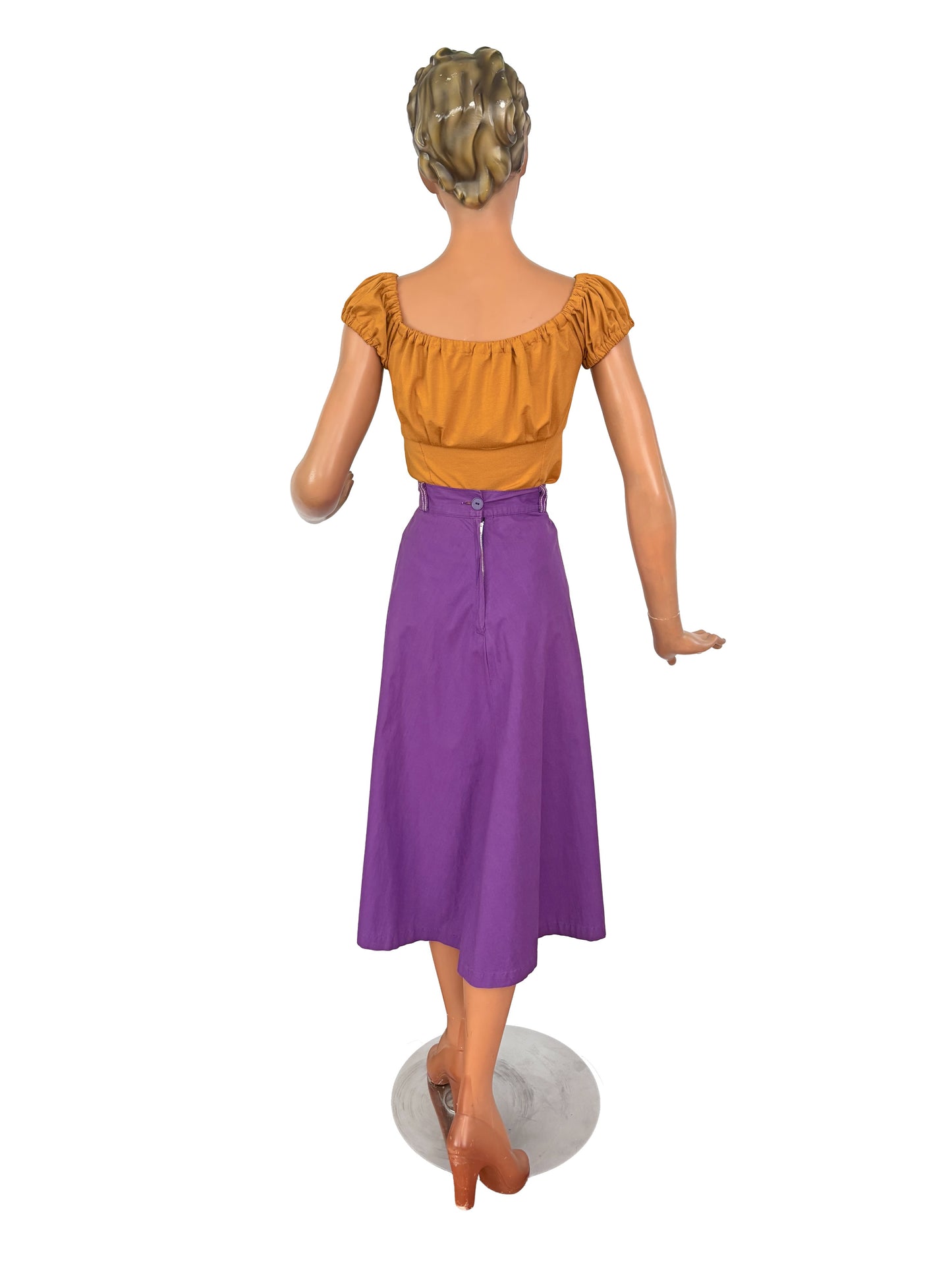 XS/S | 1950s Queen Casuals Purple Cotton Skirt With Pockets