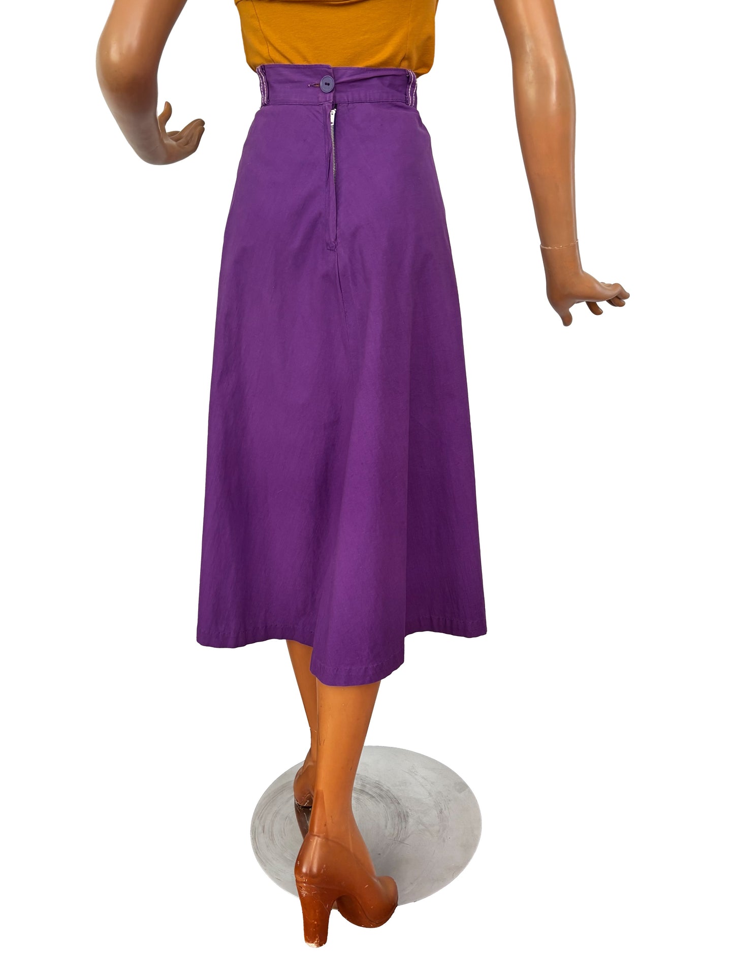 XS/S | 1950s Queen Casuals Purple Cotton Skirt With Pockets