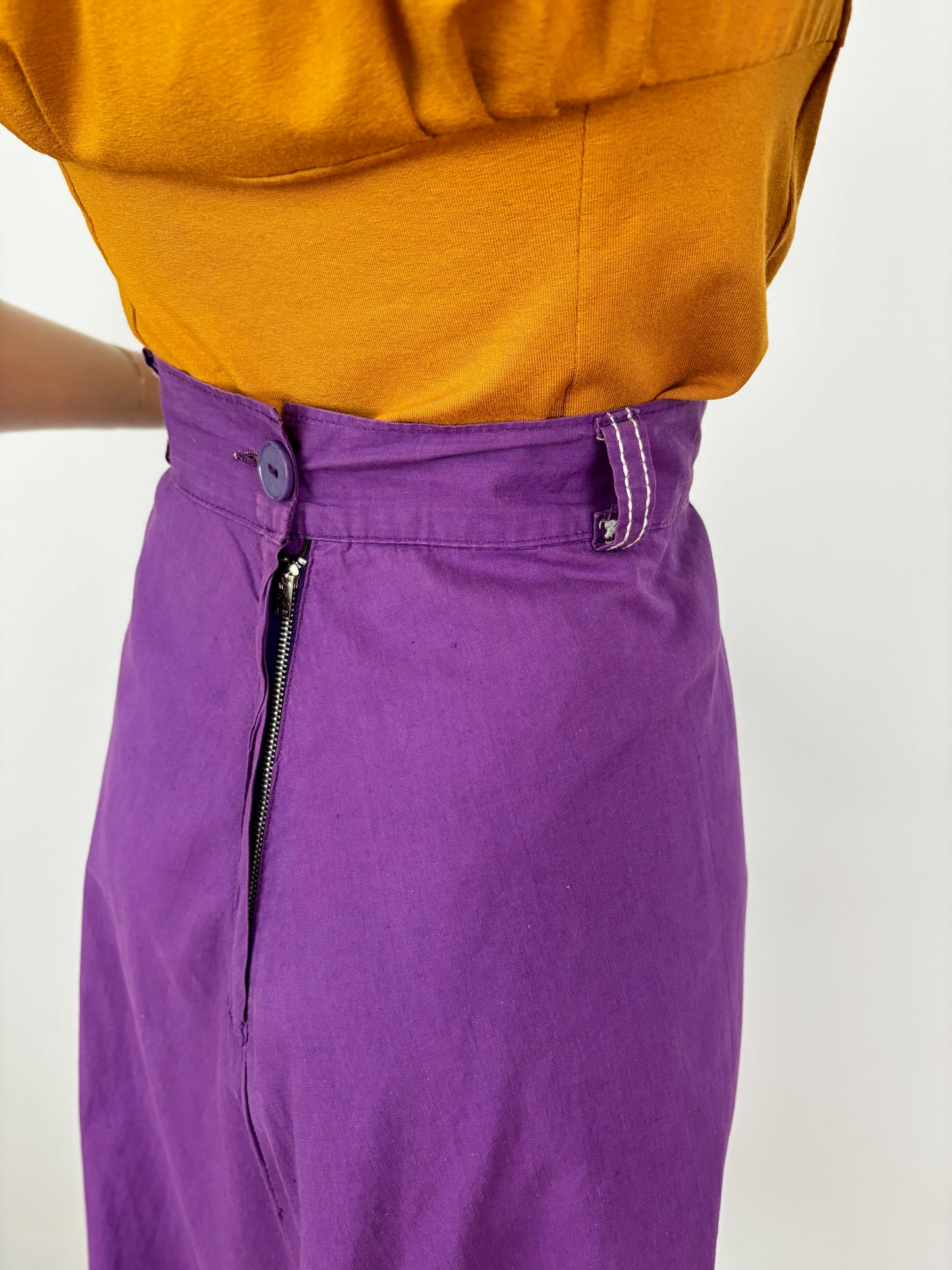 XS/S | 1950s Queen Casuals Purple Cotton Skirt With Pockets