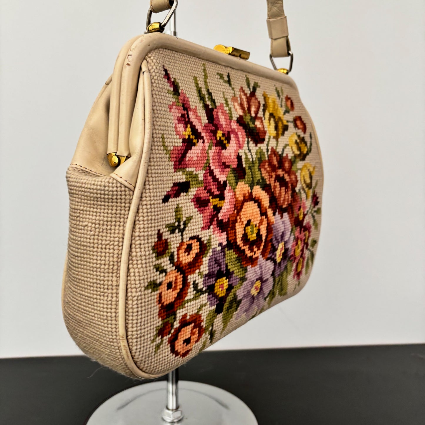 1950s/60s Floral Needlepoint Handbag