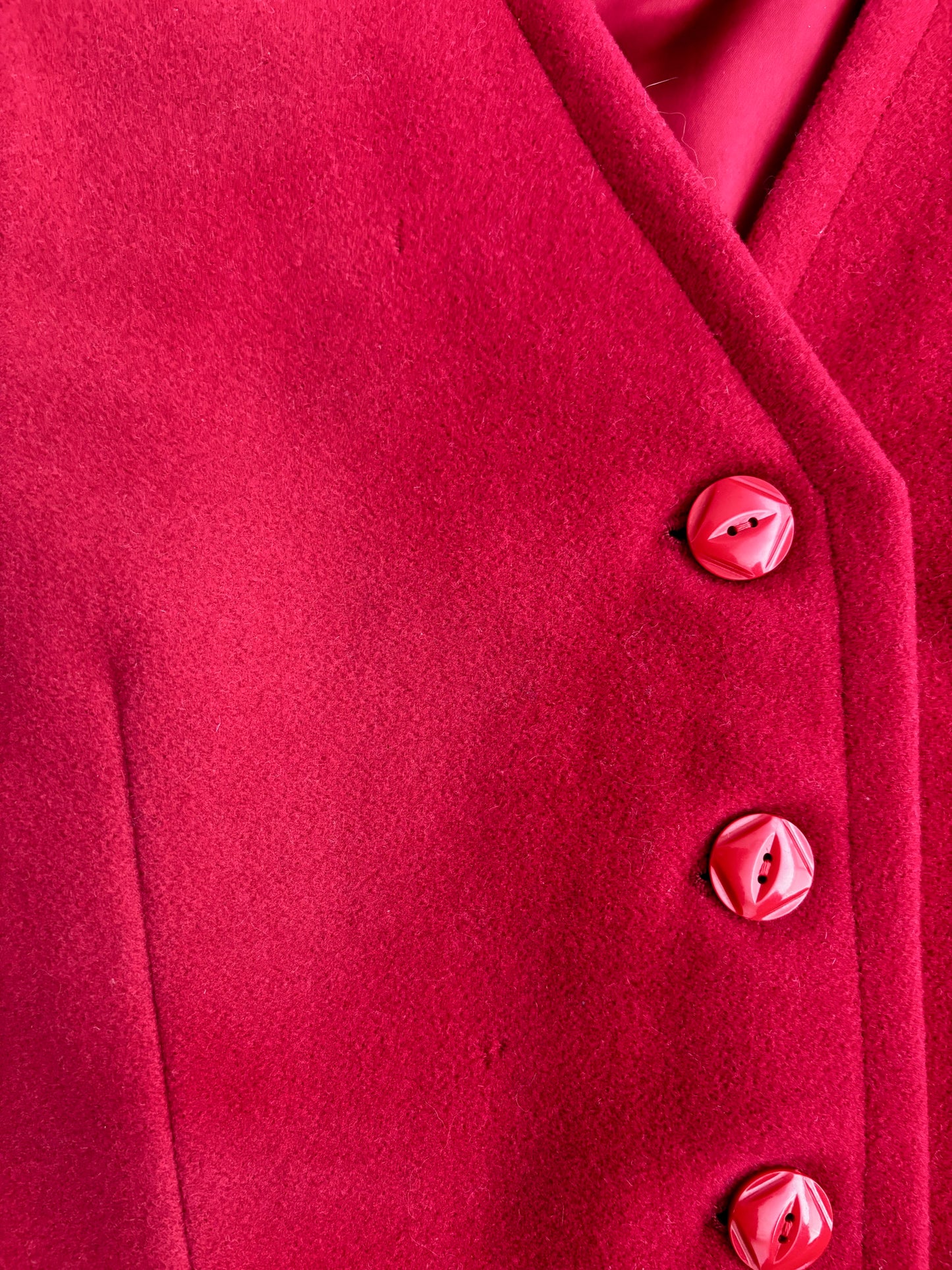 1950s 1960s Red Wool Felt Waistcoat | M