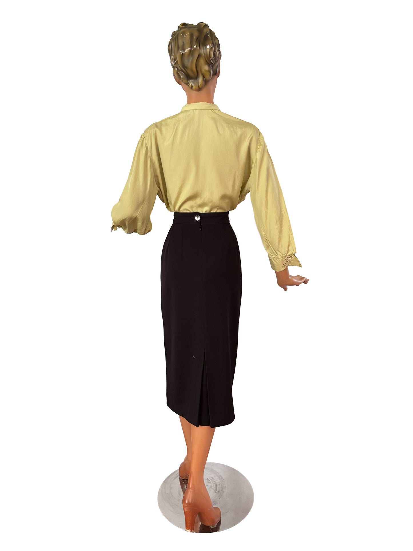 1940s 1950s Embroidered Silk Mesh Panel Blouse | XL/XXL