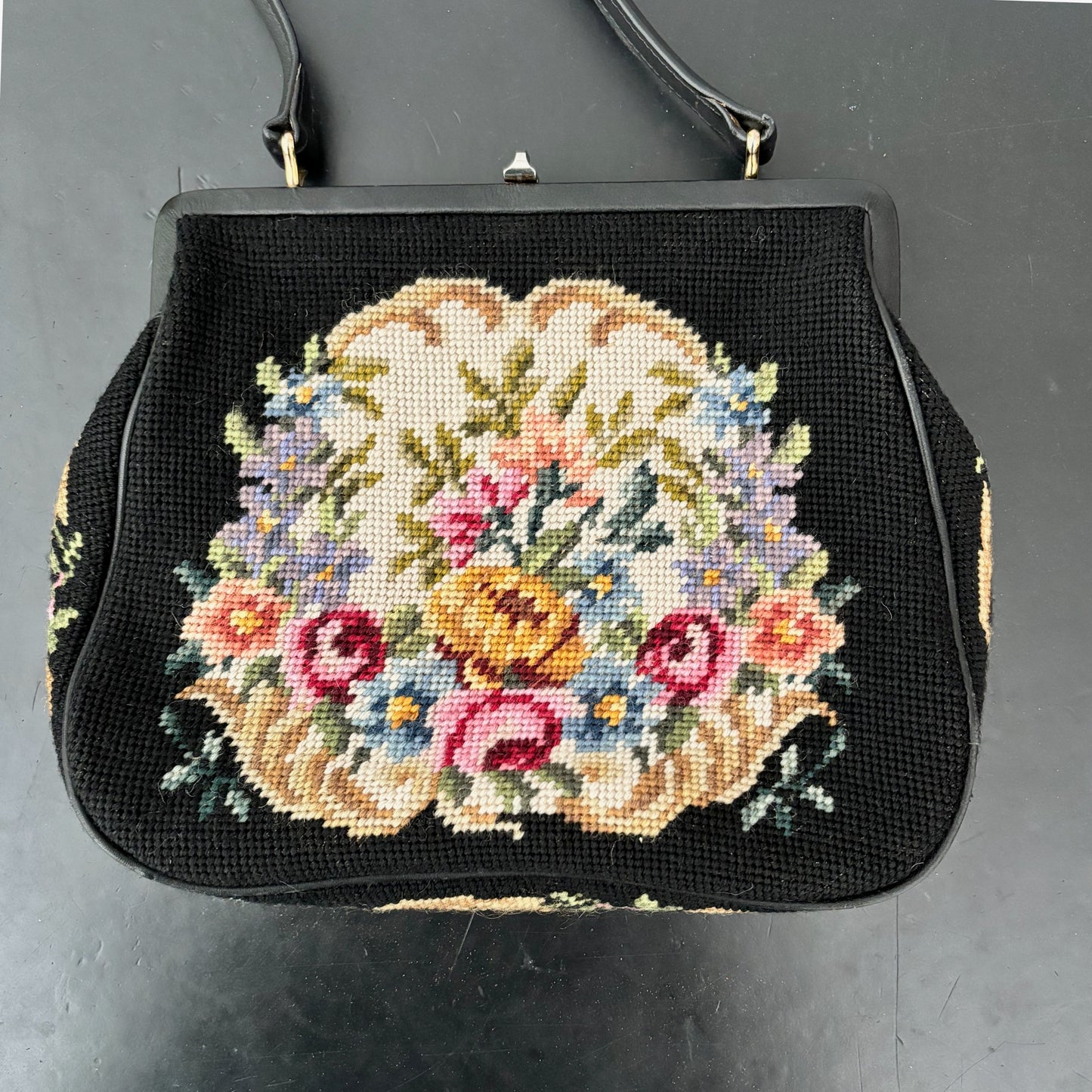 1950s/60s Floral Needlepoint Handbag
