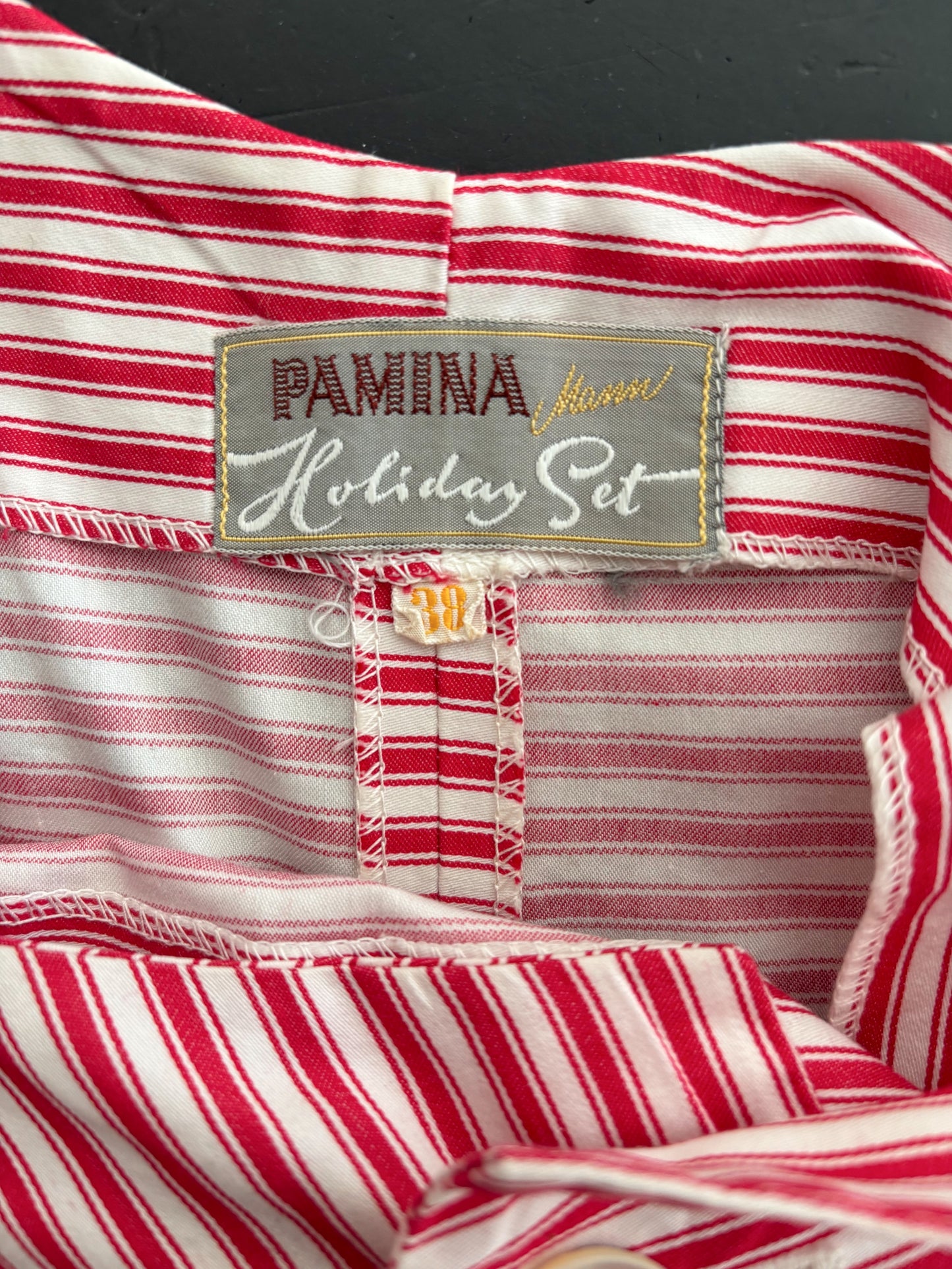 S | 1960s Pamina Mann Red And White Striped Cotton Playsuit