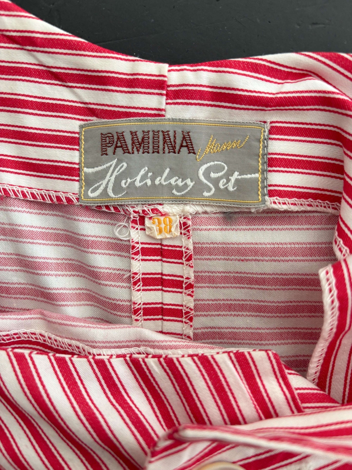 S | 1960s Pamina Mann Red And White Striped Cotton Playsuit Lily Scarlet