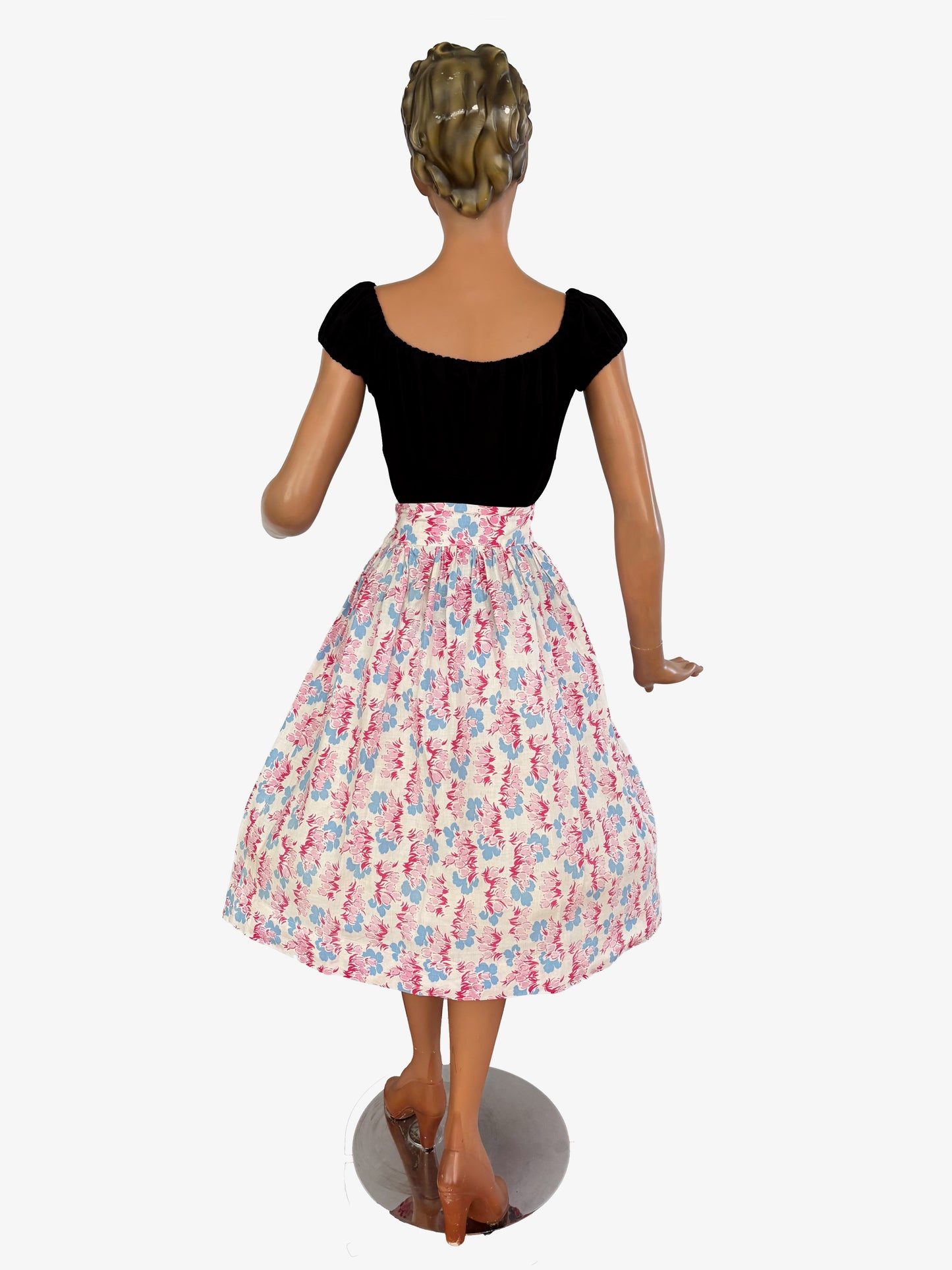 1950s Linen Cotton Skirt | L
