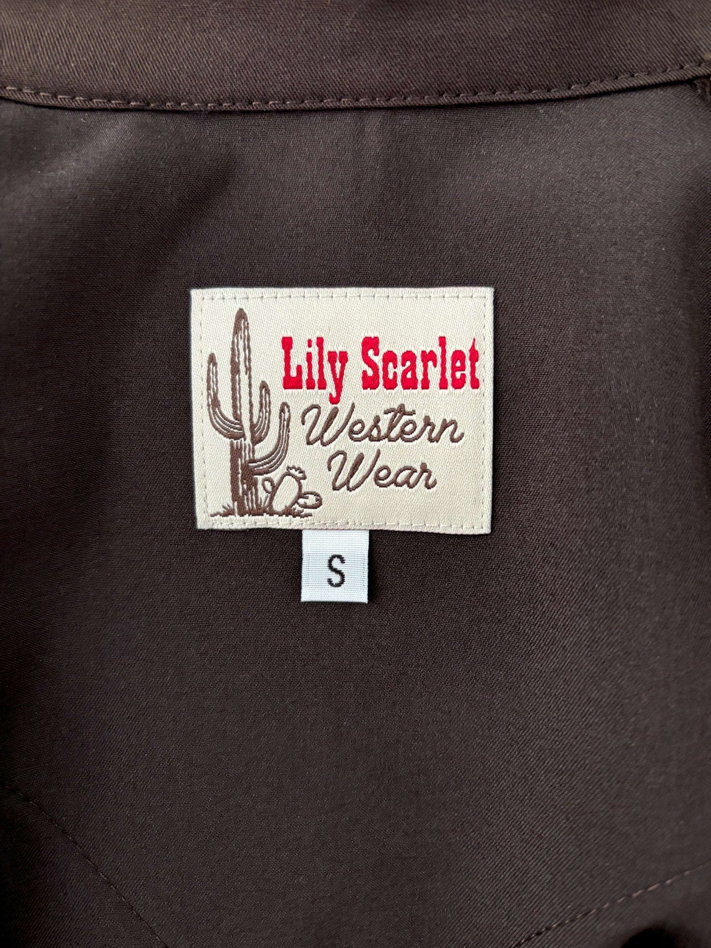 Lorraine 1940s Western Blouse Chocolate Lily Scarlet