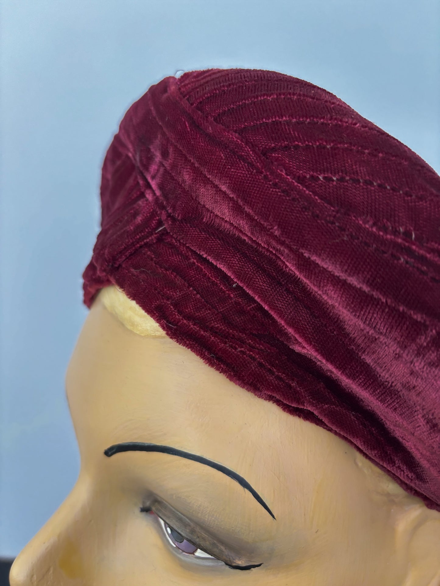 1940s Burgundy Red Velvet Turban