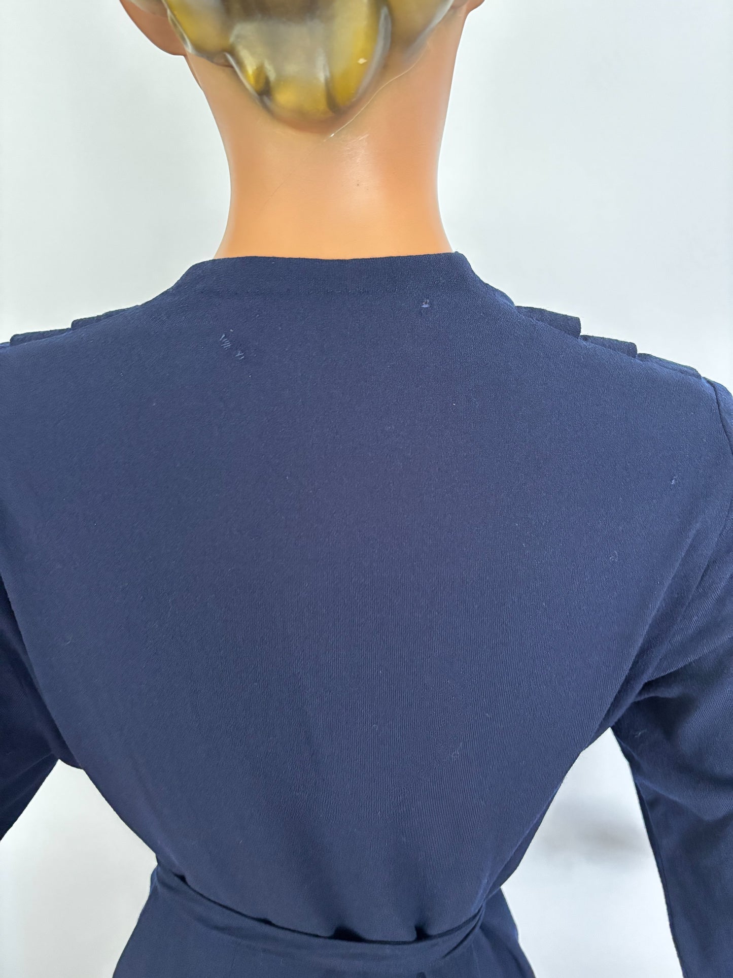 2XL 3XL | 1940s Navy Blue Wool Dress