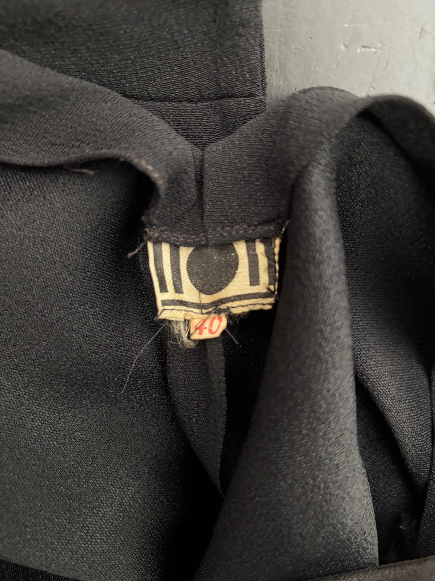 S | 1940s Black Crepe Dress With Gold Sequin Bodice and Cape Sleeves