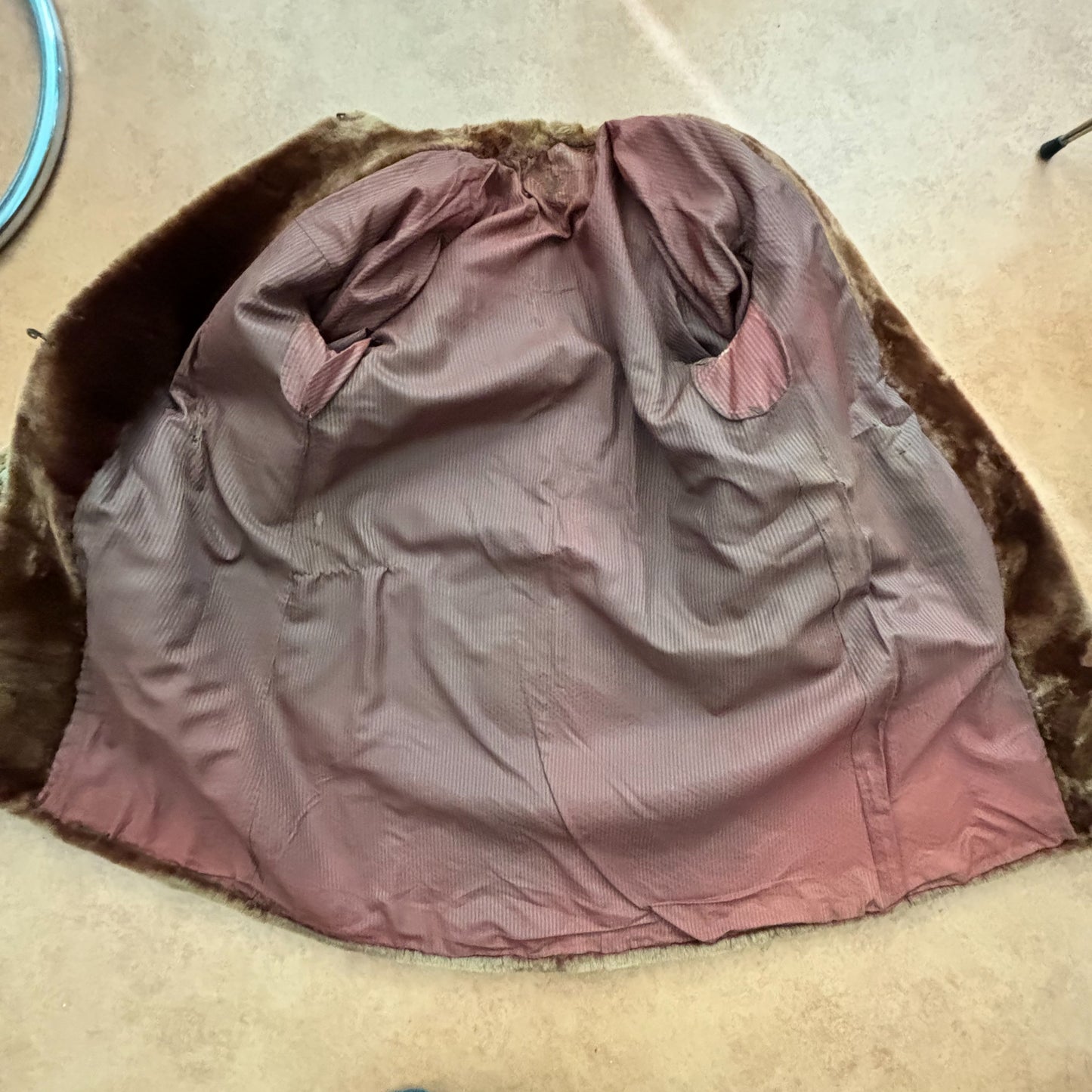 M | 1940s Bronze Mouton Fur Coat with Balloon Sleeves