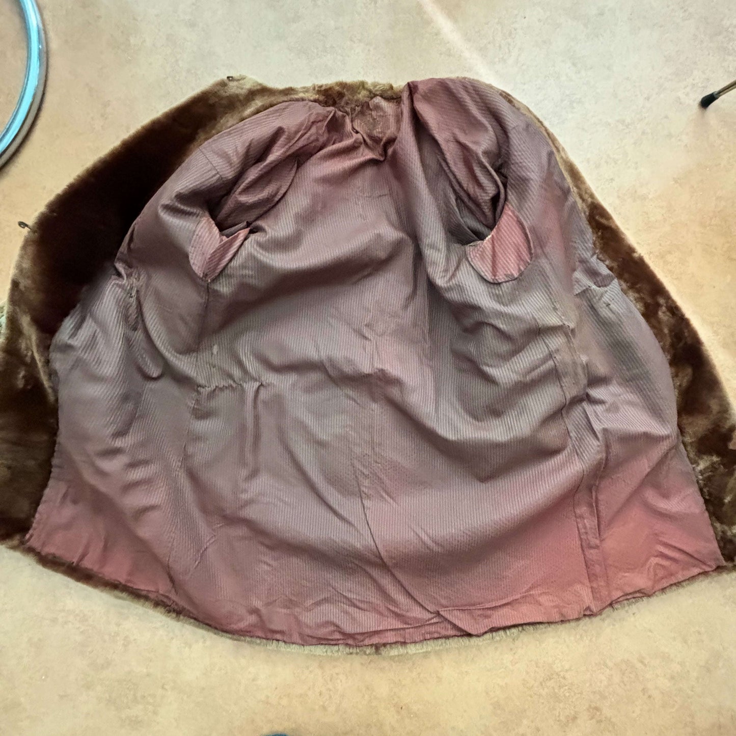 M | 1940s Bronze Mouton Fur Coat with Balloon Sleeves Lily Scarlet