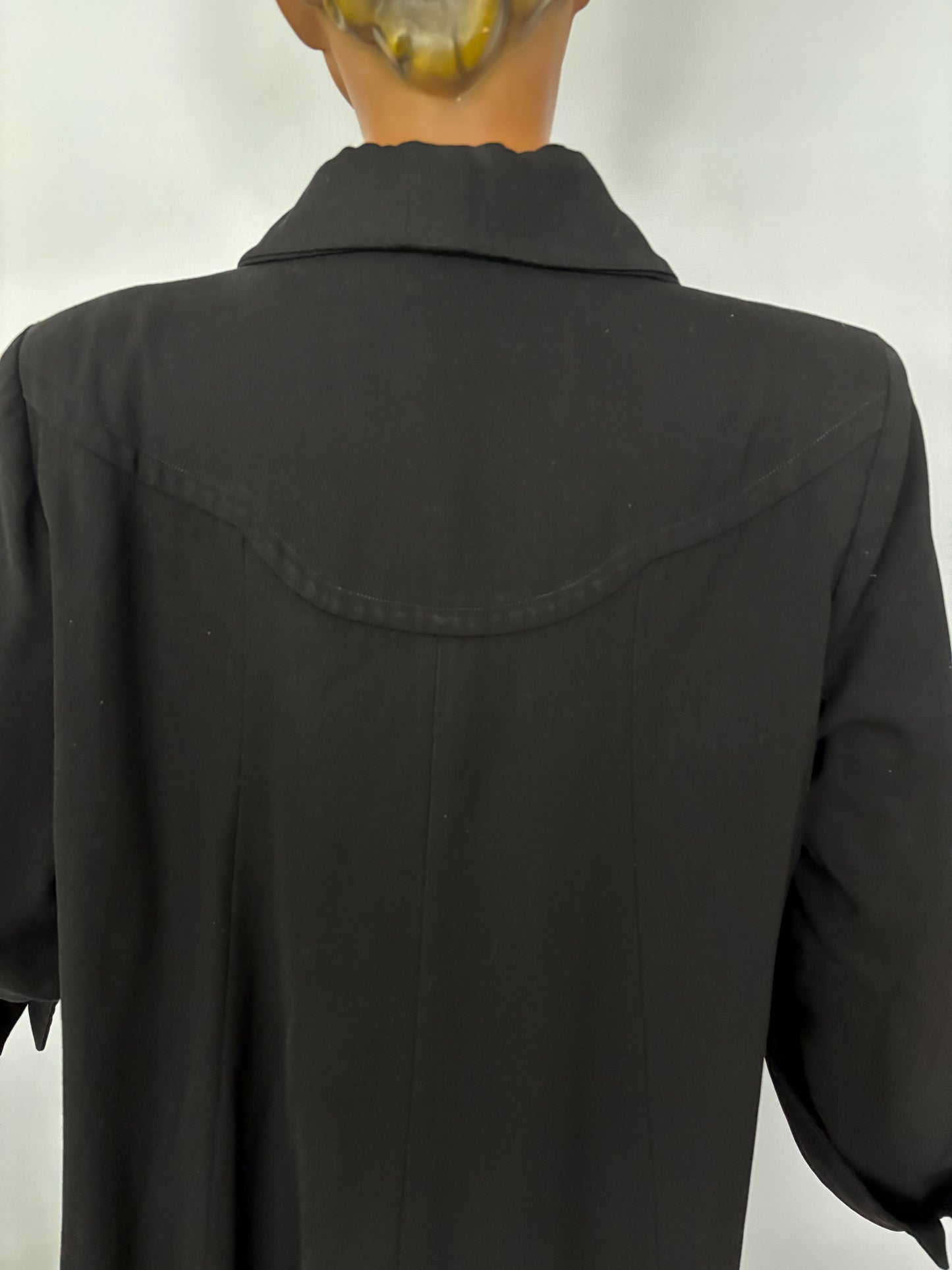 XL/XXL | 1940s Black Wool Gabardine Coat