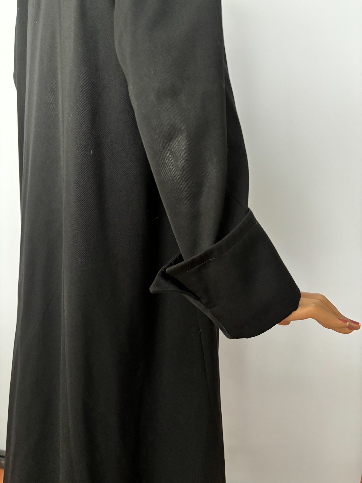 XL/XXL | 1940s Black Wool Gabardine Coat
