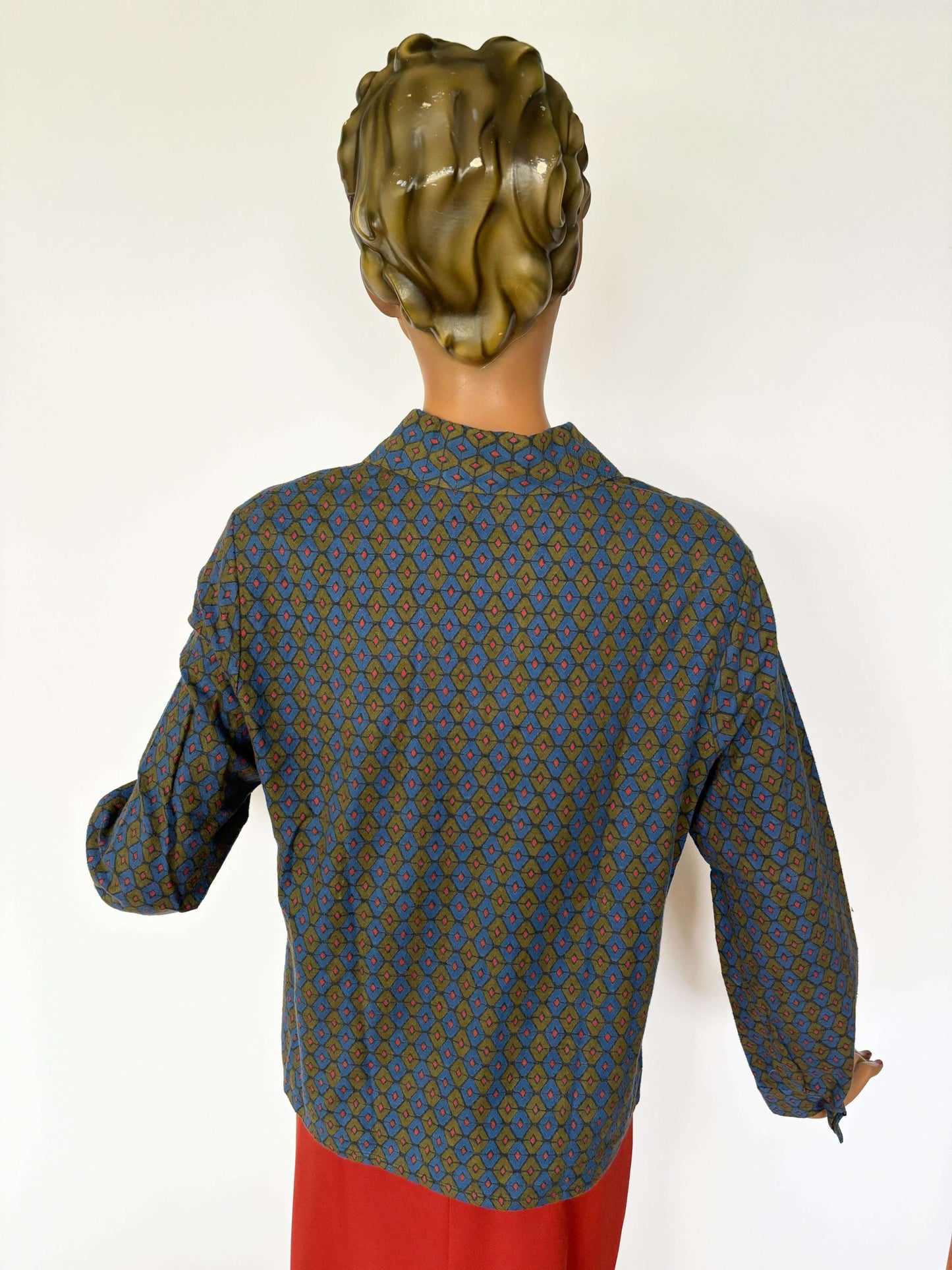 L | 1950s Flannel Blouse Lily Scarlet