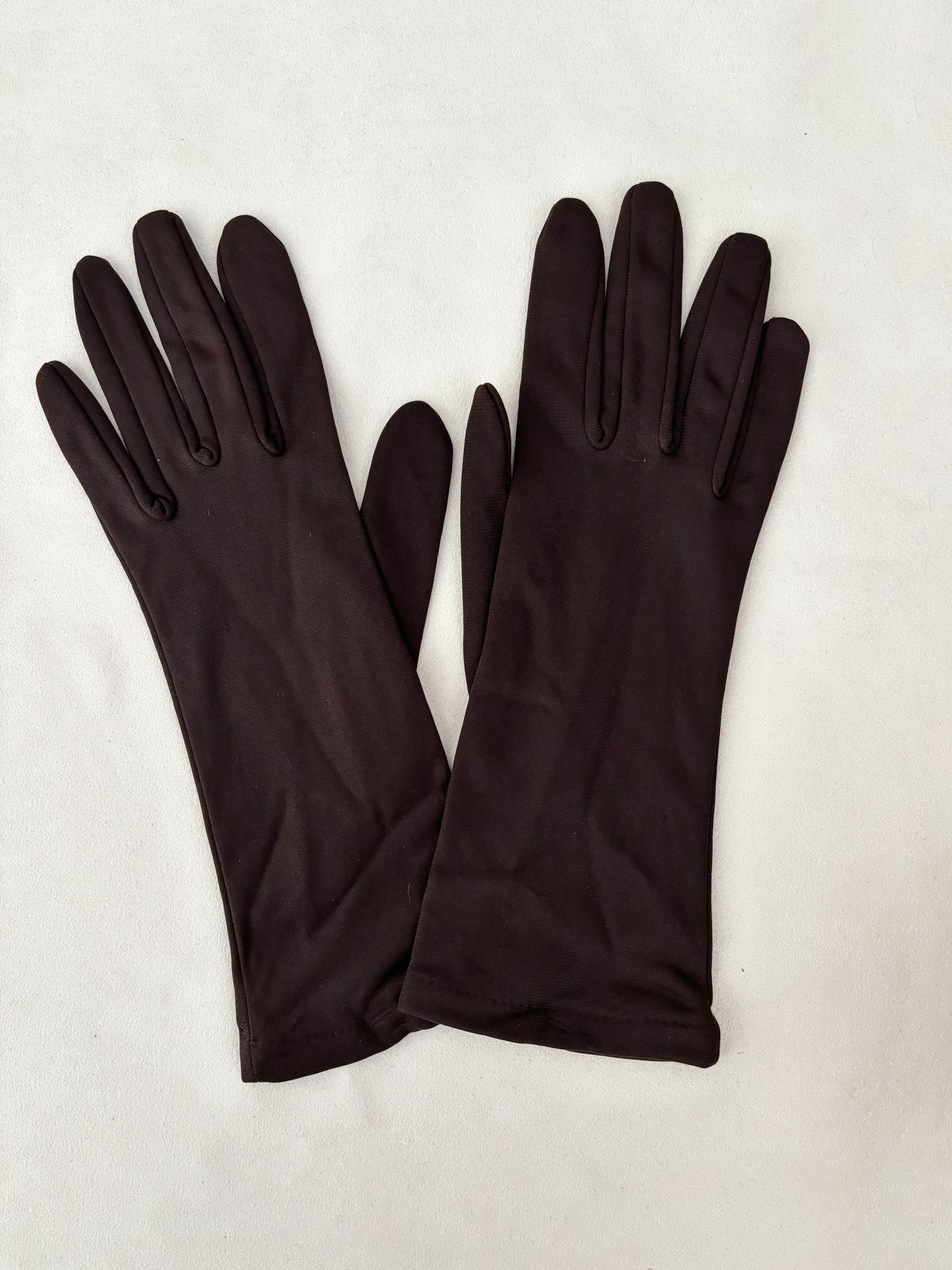 1950s 1960s Deadstock Dark Brown Nylon Gloves | Size 7