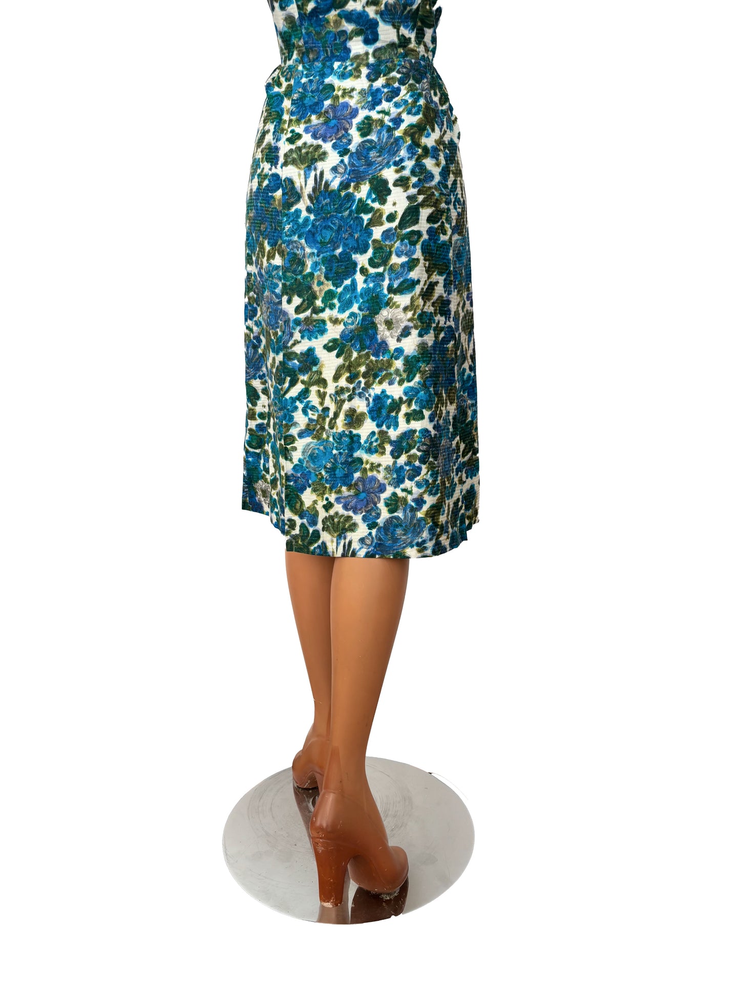 XS/S | 1960s Blue and White Flowers Cotton Dress