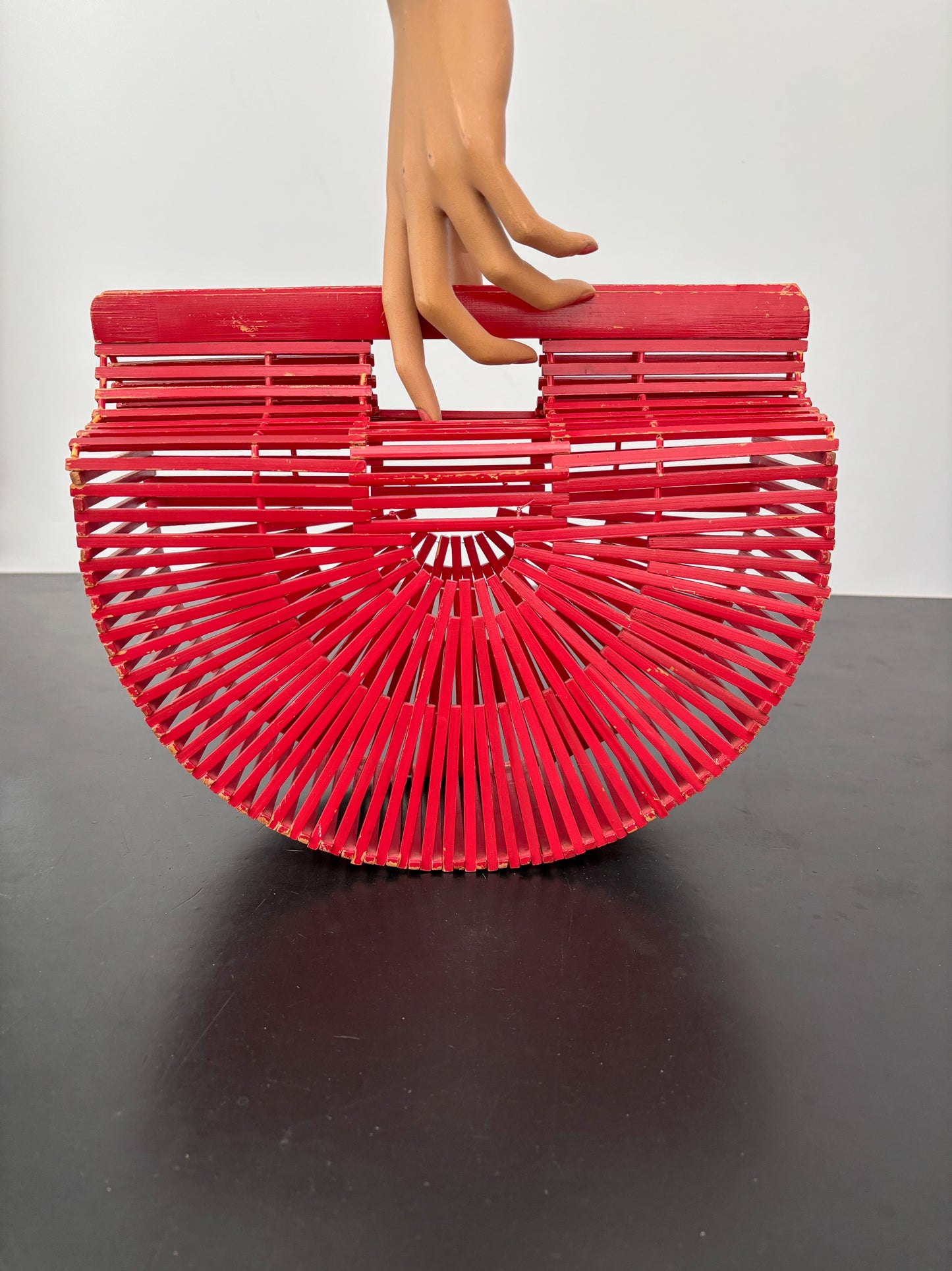 1960s Red Bamboo Slat Handbag