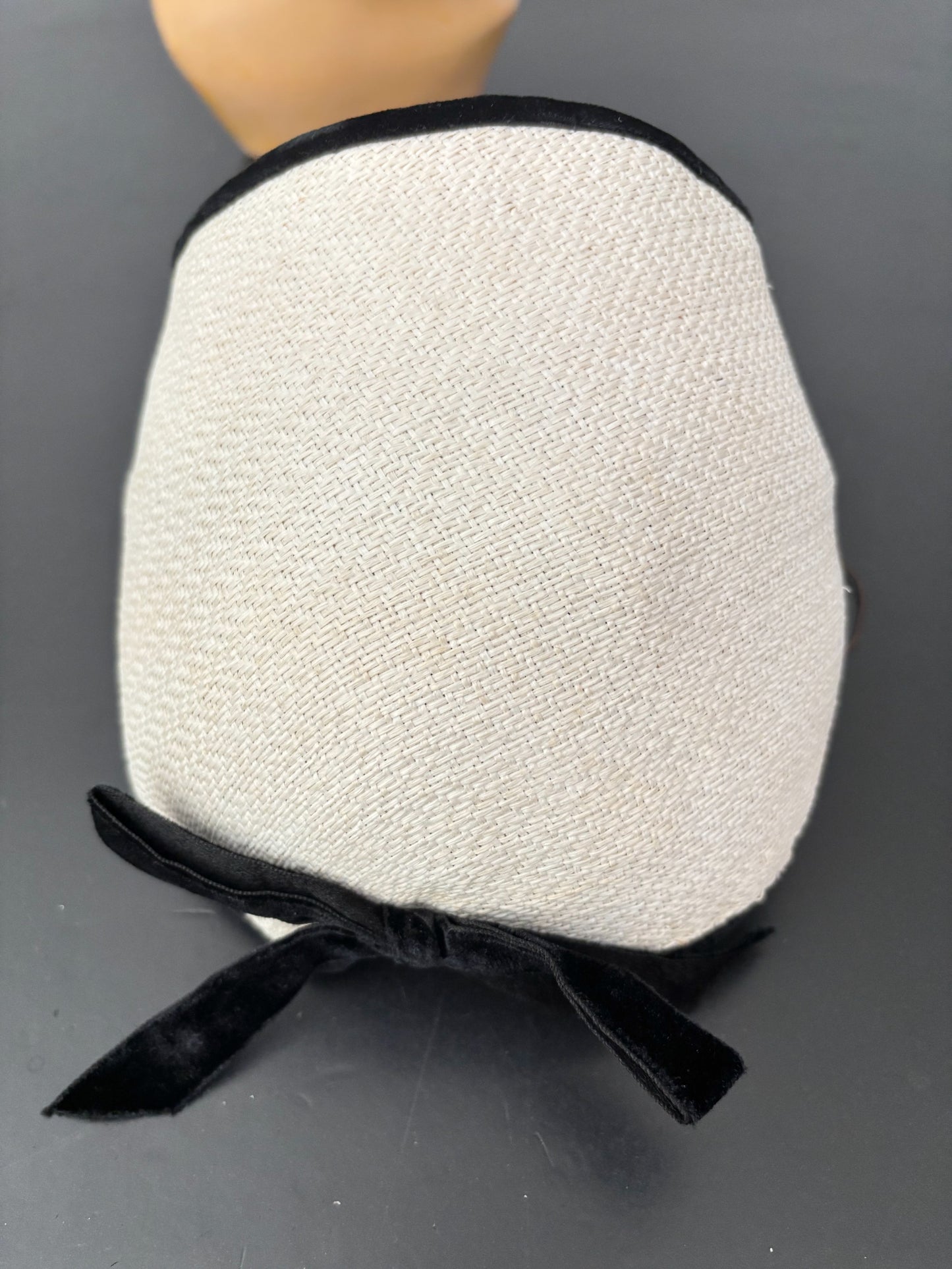 1940s/50s Straw Half Hat With Black Velvet Trim