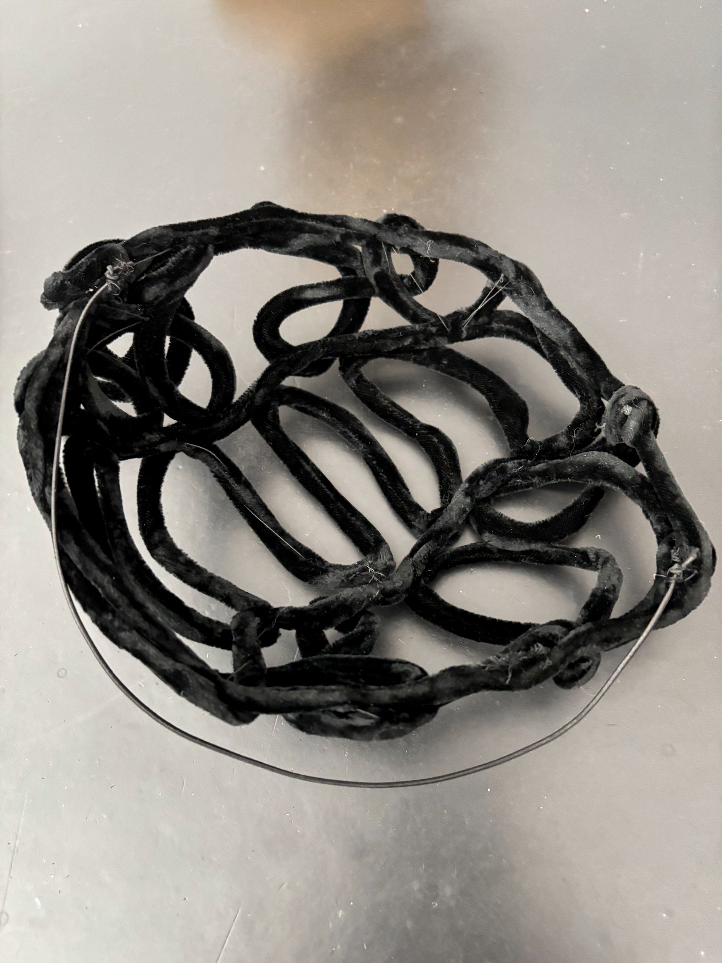 1940s/50s Black Velvet Wirework Fascinator