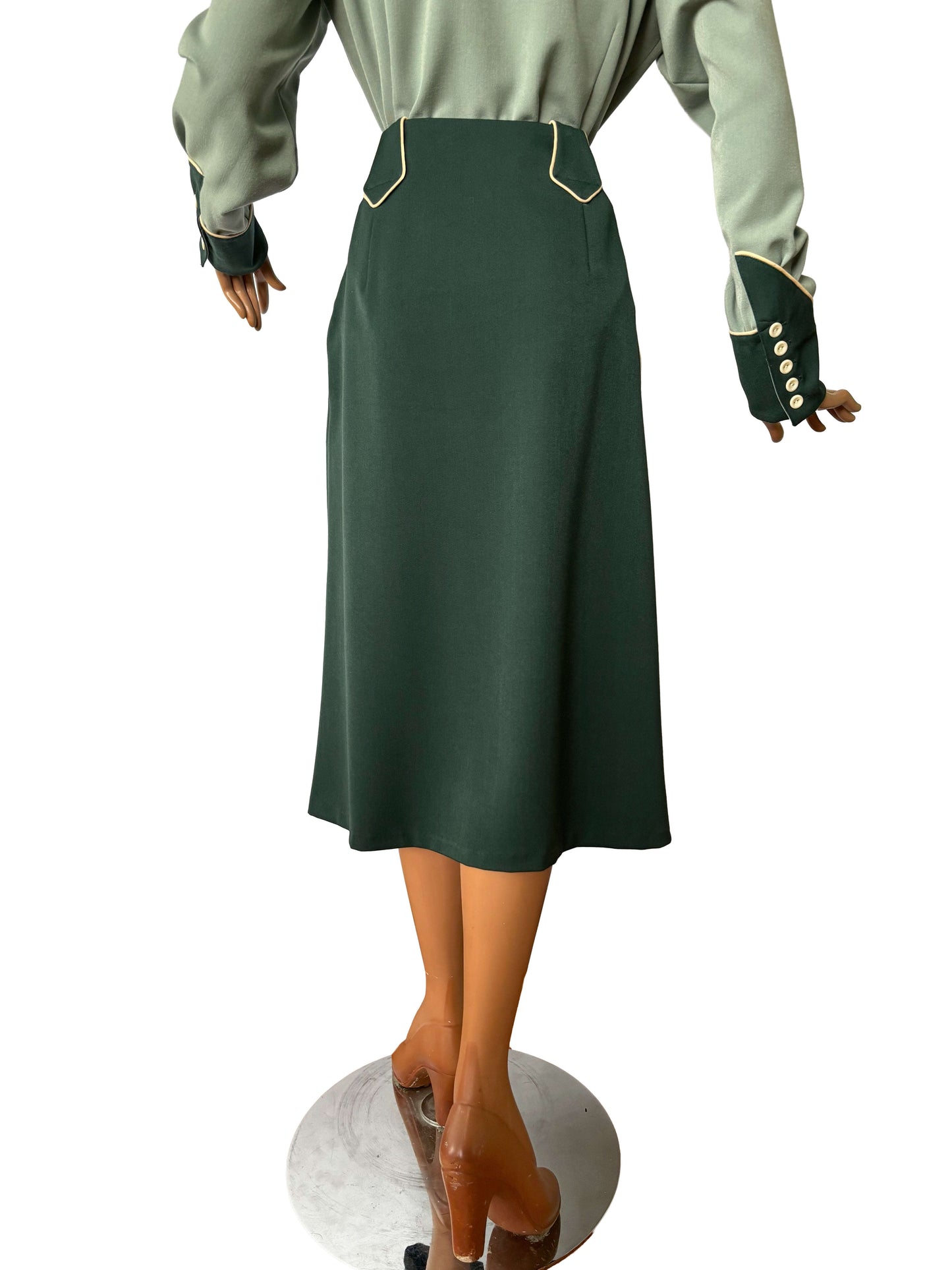 Lily-Mae 1940s Western Skirt Green - Made to Order Lily Scarlet