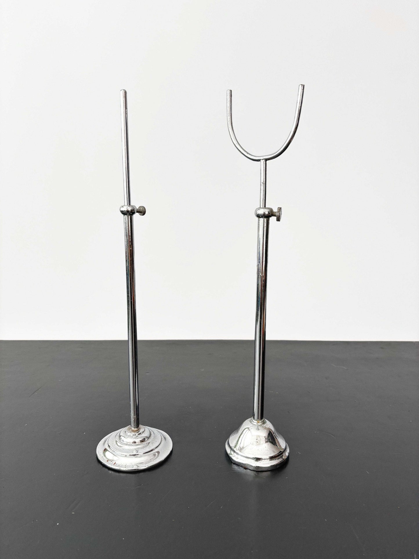 Pair of Art Deco Chrome Display Stands, Adjustable 35–45 cm / 13.75–17.75" Lily Scarlet