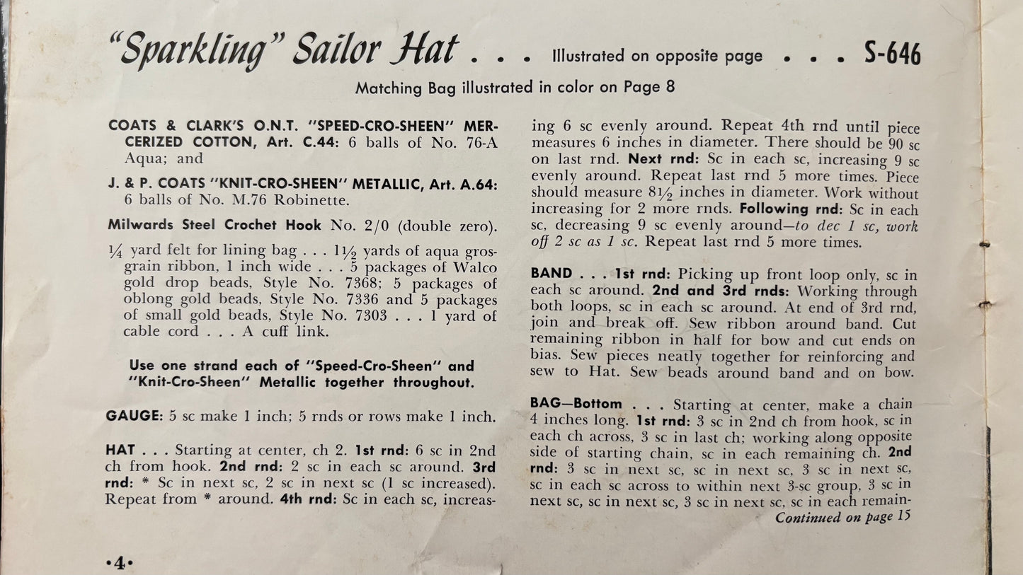 Hats & Bags Book 310 1955 Millinery Handbags Patterns