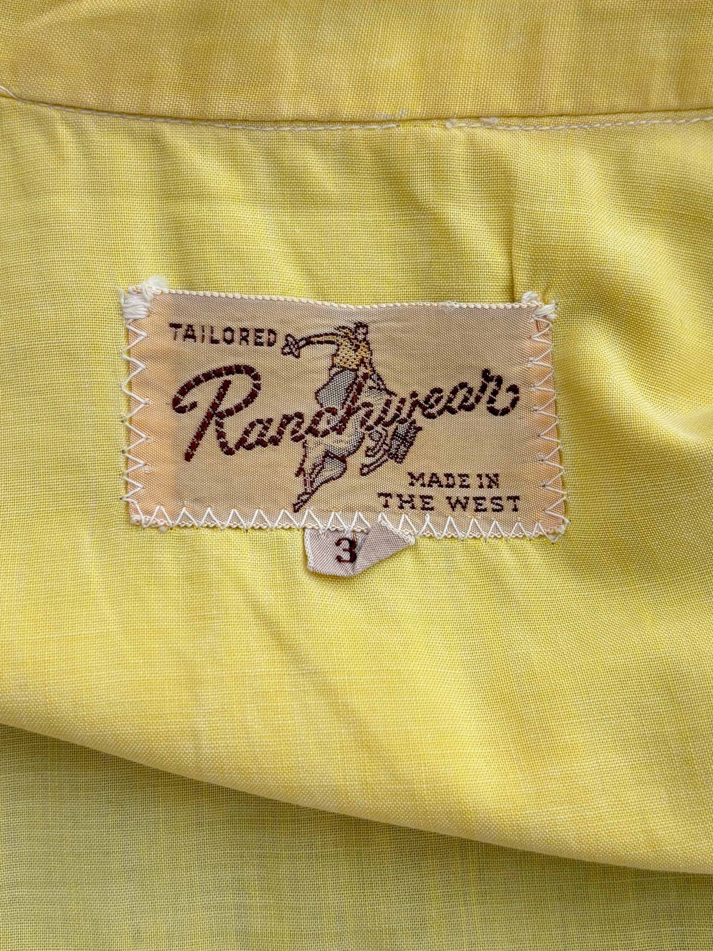 S | 1960s/70s Ranch Queen Yellow Western Blouse