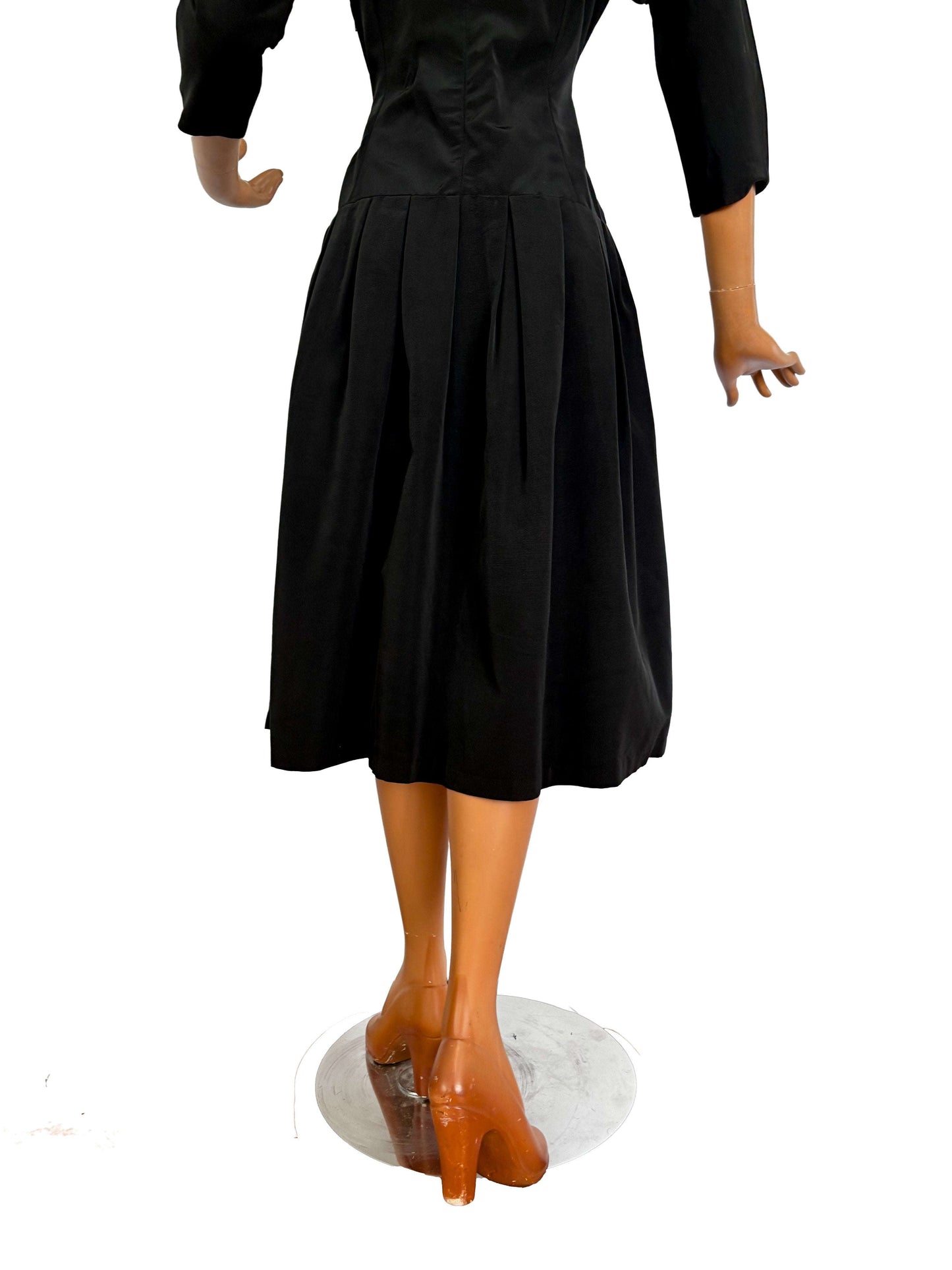 S | 1940s/1950s Black Taffeta Cocktail Dress Lily Scarlet