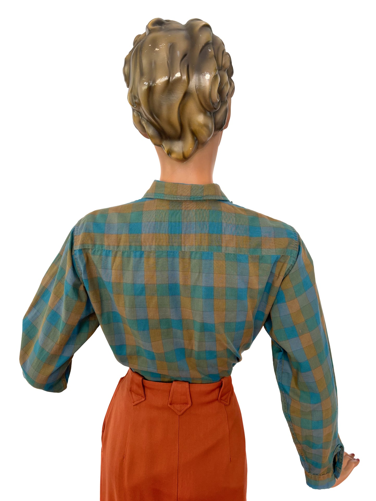 S/M | 1950s Cotton Tartan Mens Shirt