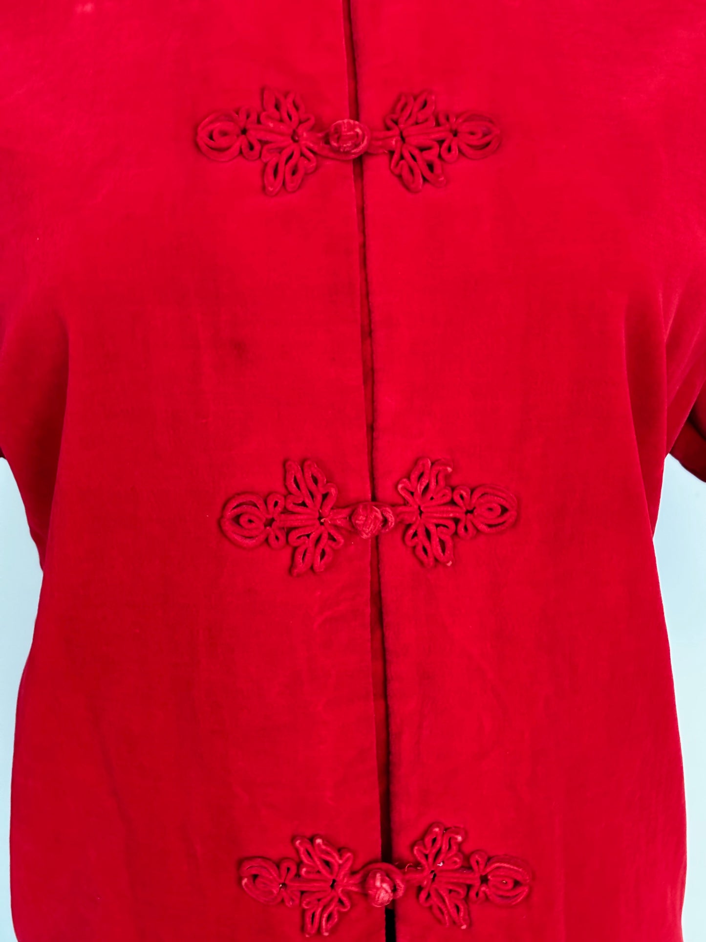 XS/S | 1950s/60s Dynasty Red Velvet Cheongsam Style Pants Set Made For Bullock’s