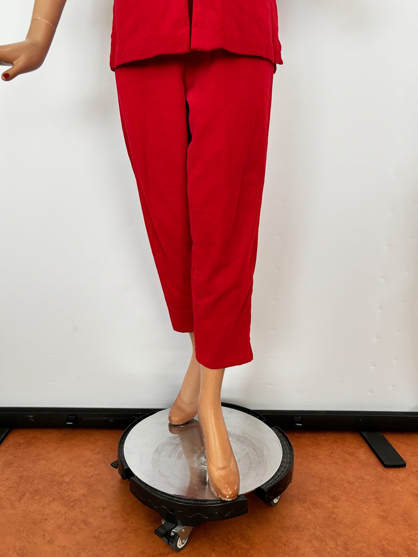 XS/S | 1950s/60s Dynasty Red Velvet Cheongsam Style Pants Set Made For Bullock’s