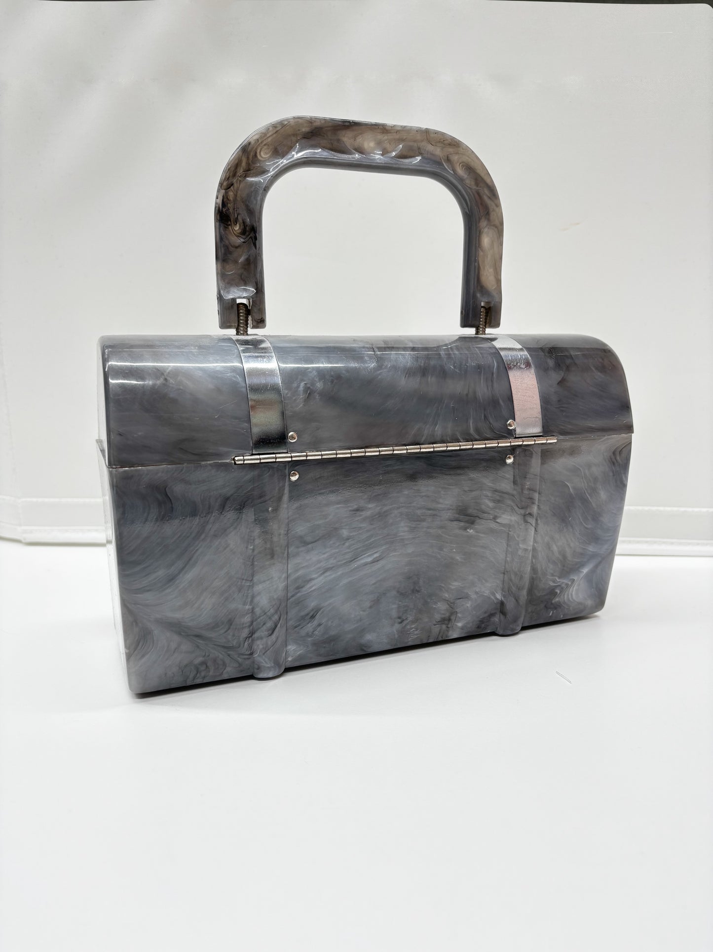 1950s Grey Marbled Lucite Toolbox Bag