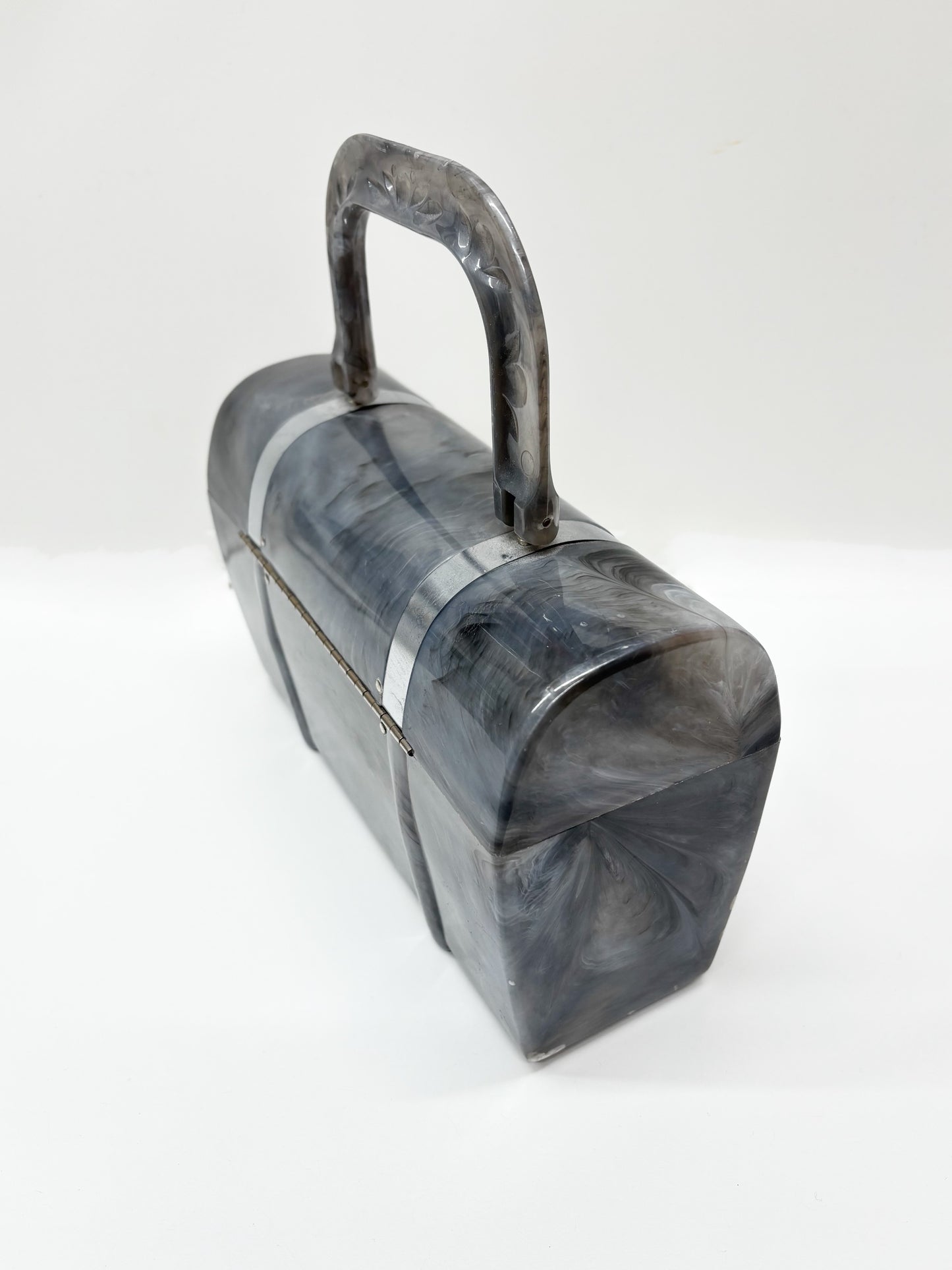 1950s Grey Marbled Lucite Toolbox Bag