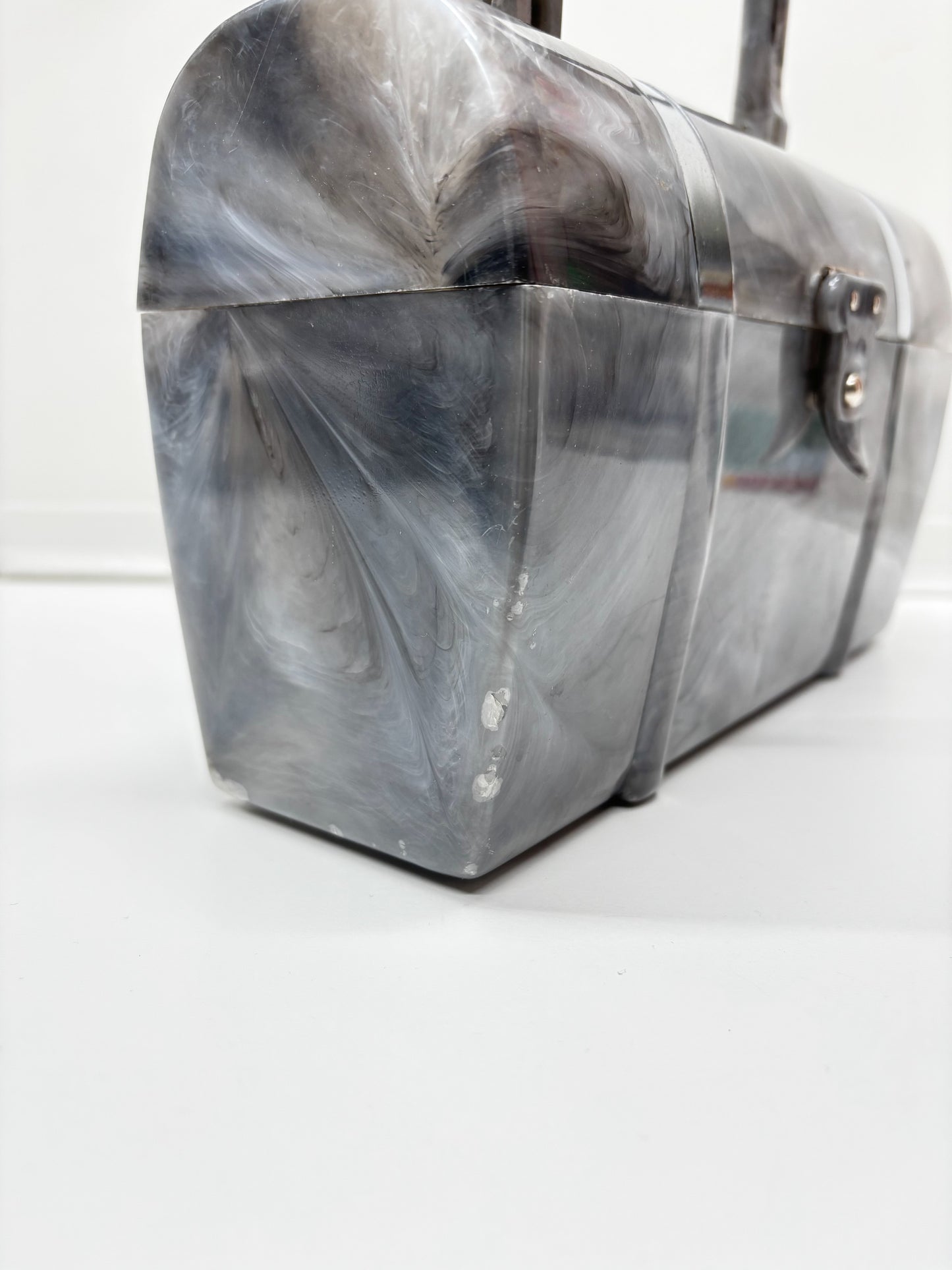1950s Grey Marbled Lucite Toolbox Bag