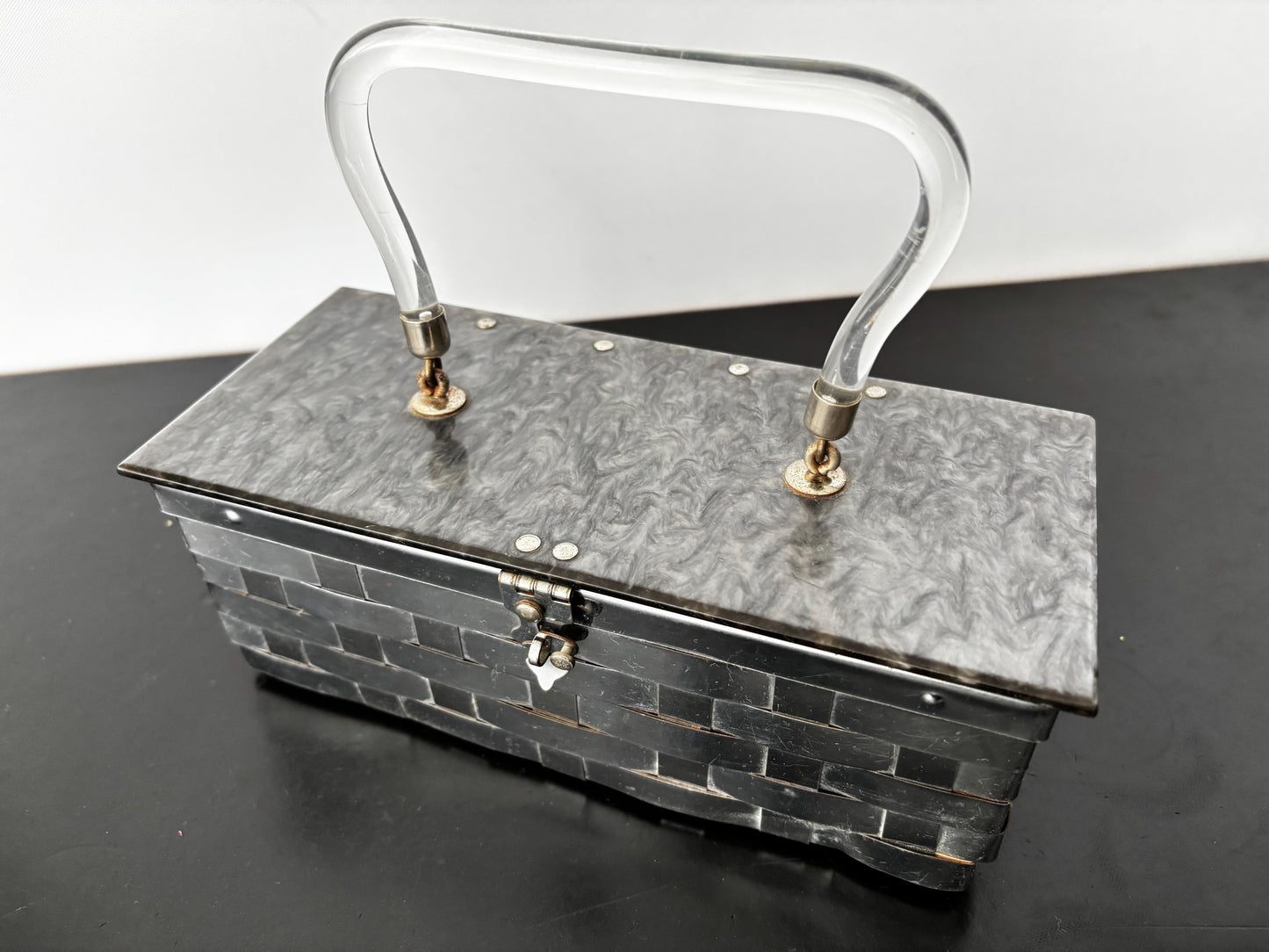 1950s Dorset Fifth Avenue Silver Metal Weave Box Bag