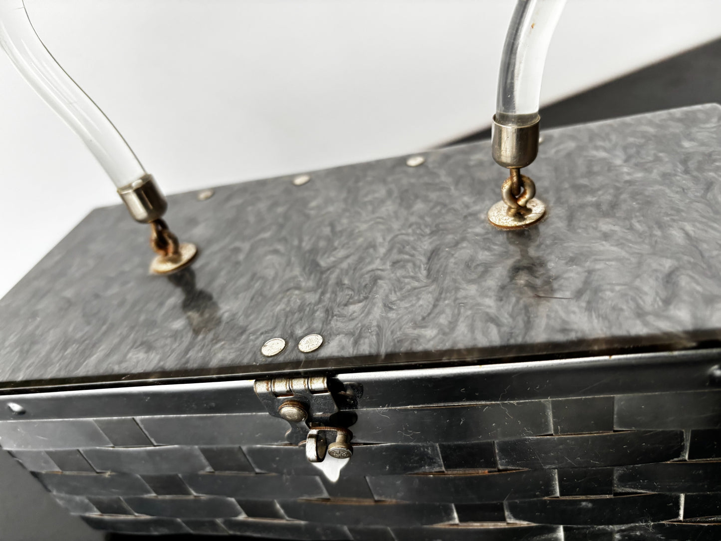 1950s Dorset Fifth Avenue Silver Metal Weave Box Bag