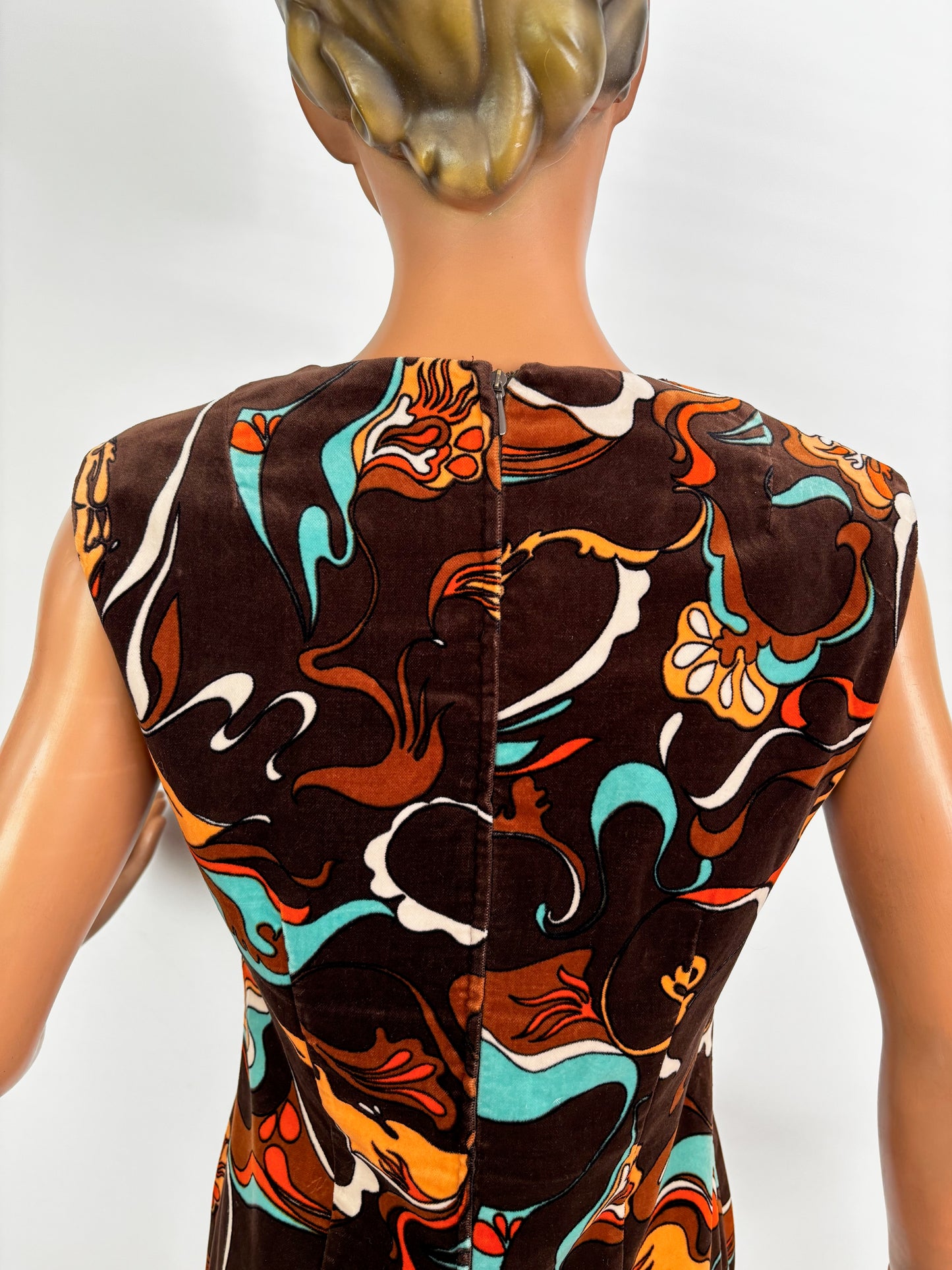 S/M | 1960s Niedieck Psychedelic Velvet Dress