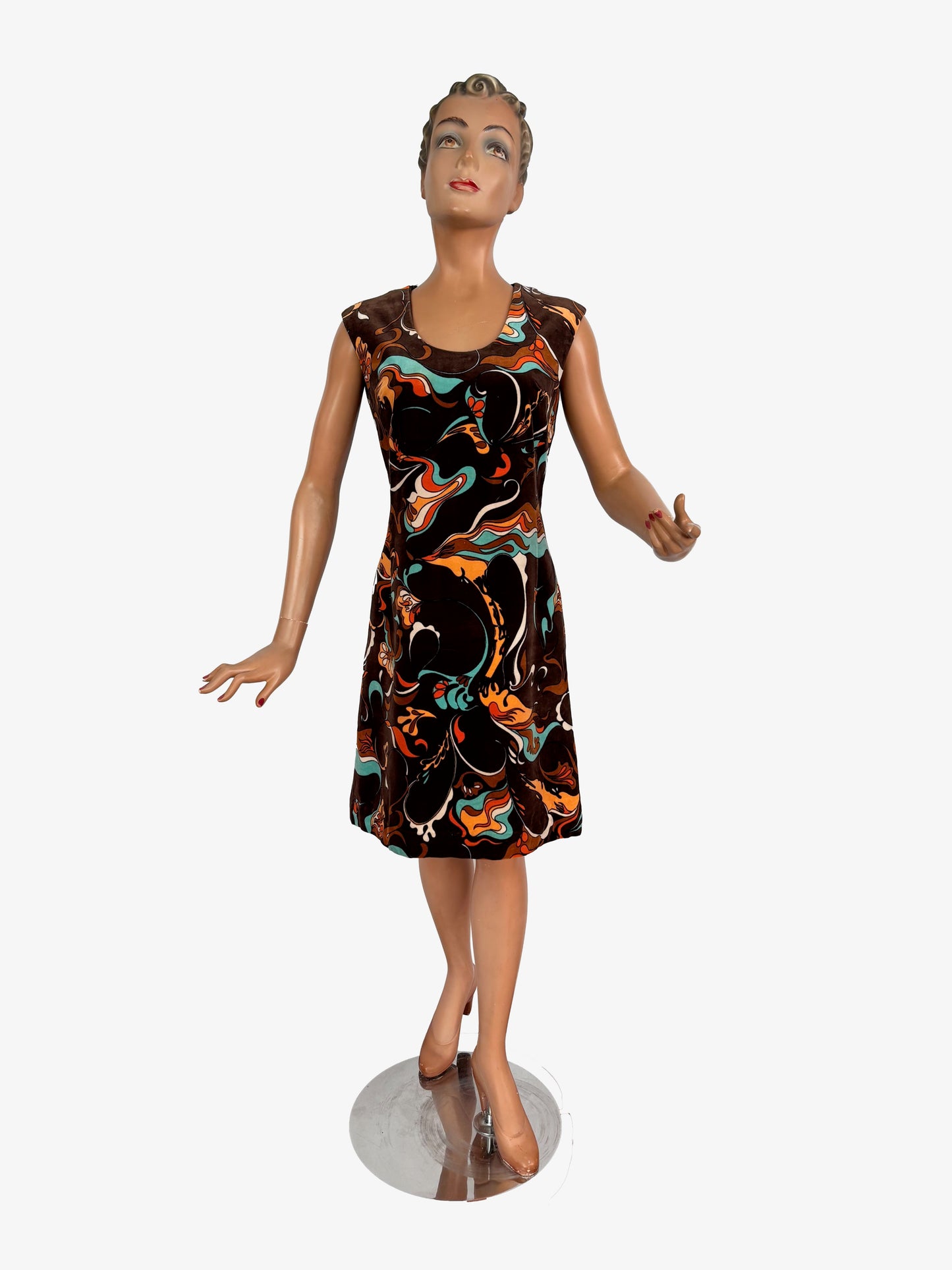 S/M | 1960s Niedieck Psychedelic Velvet Dress