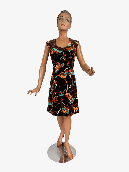 S/M | 1960s Niedieck Psychedelic Velvet Dress