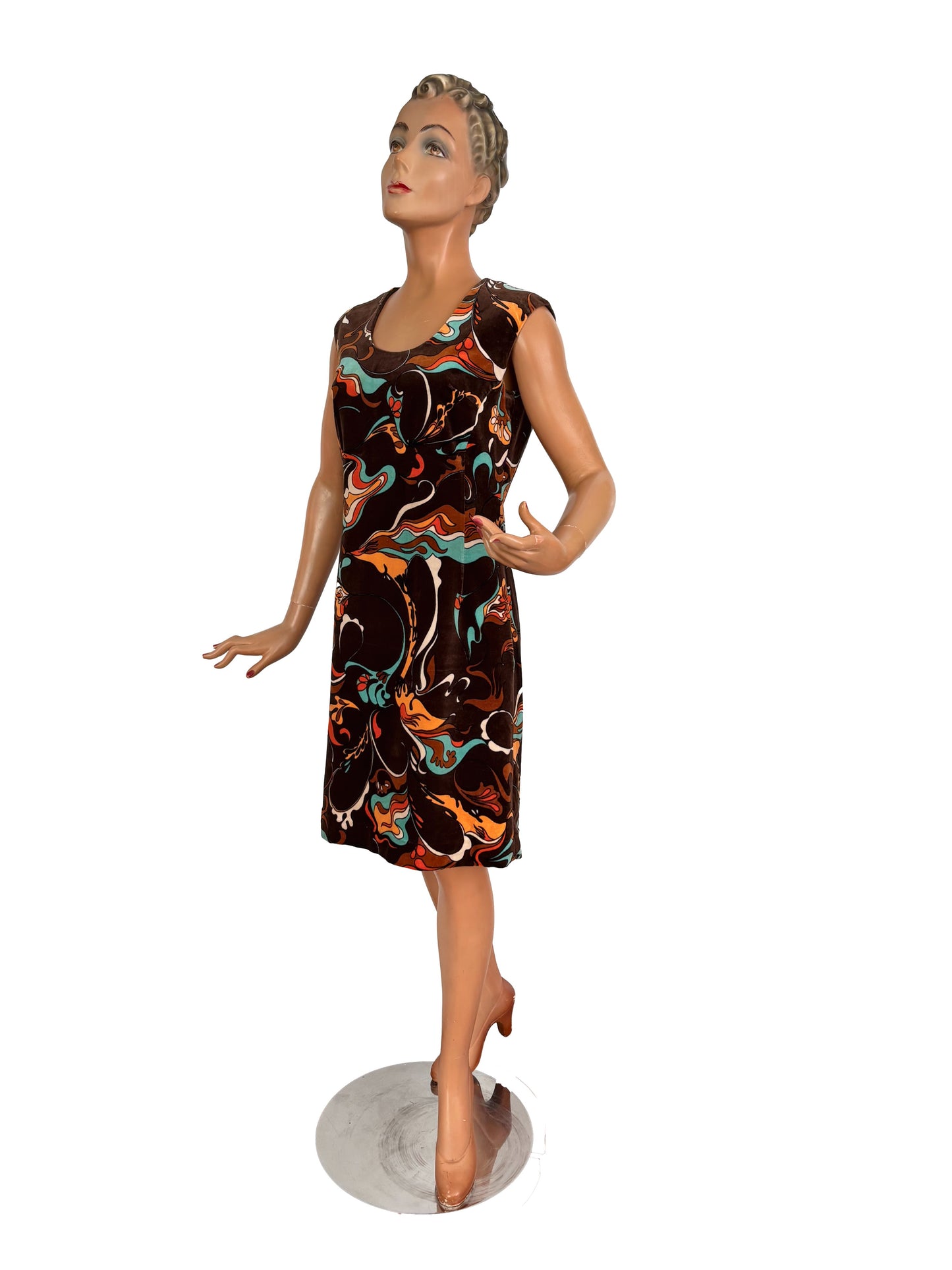 S/M | 1960s Niedieck Psychedelic Velvet Dress
