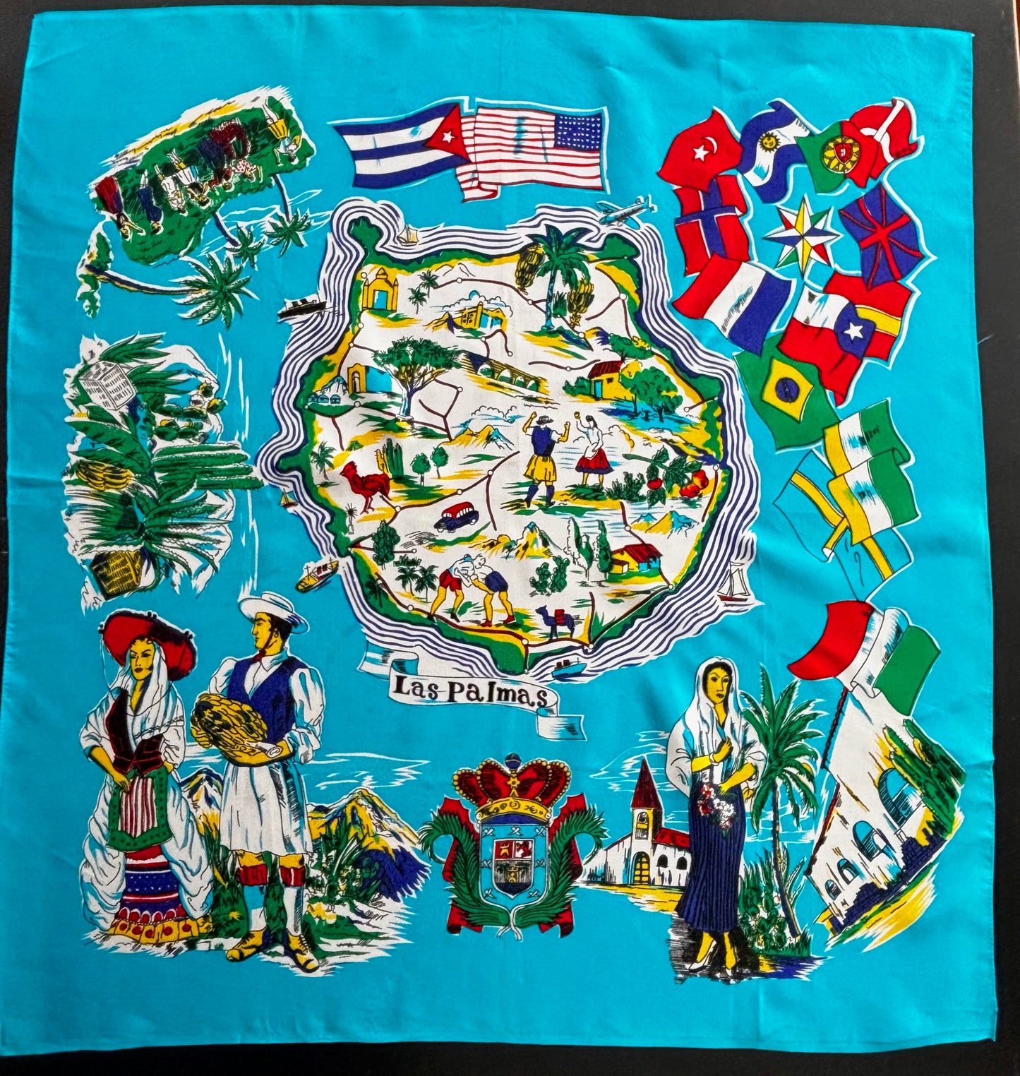 1950s/60s Las Palmas Souvenir Scarf | 76x80 cm