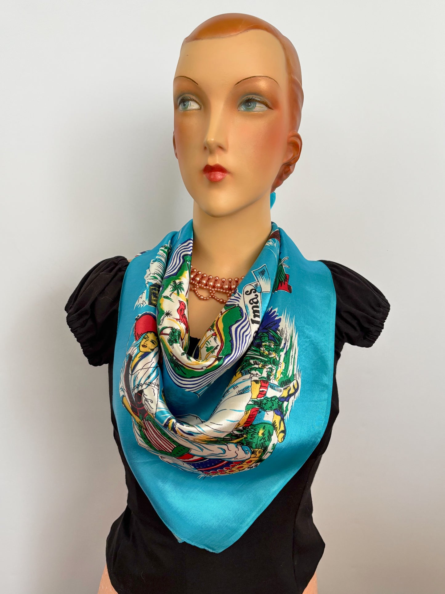 1950s/60s Las Palmas Souvenir Scarf | 76x80 cm