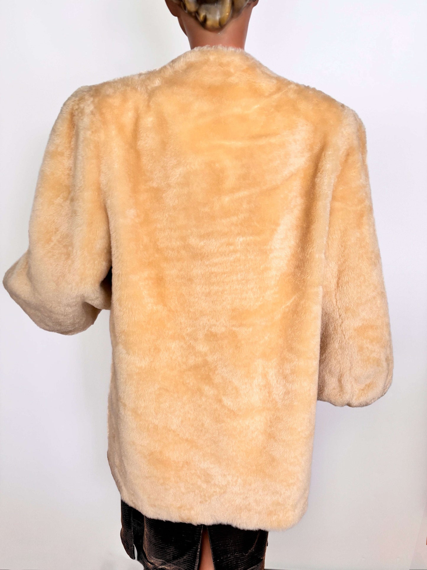 S - XL | 1940s Faux Fur Balloon Sleeve Coat Lily Scarlet