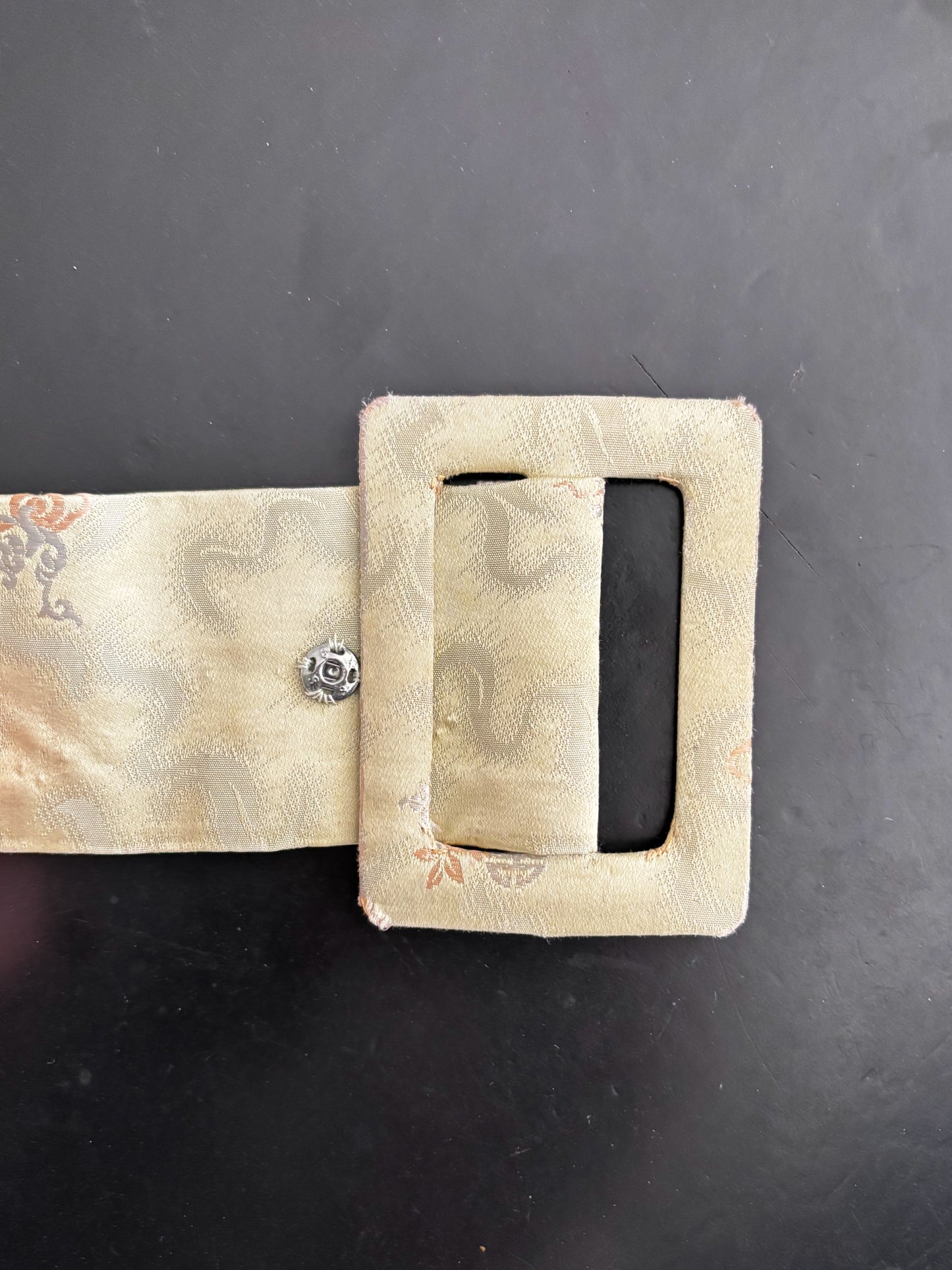 S/M | 1950s Satin Brocade Dress With Belt