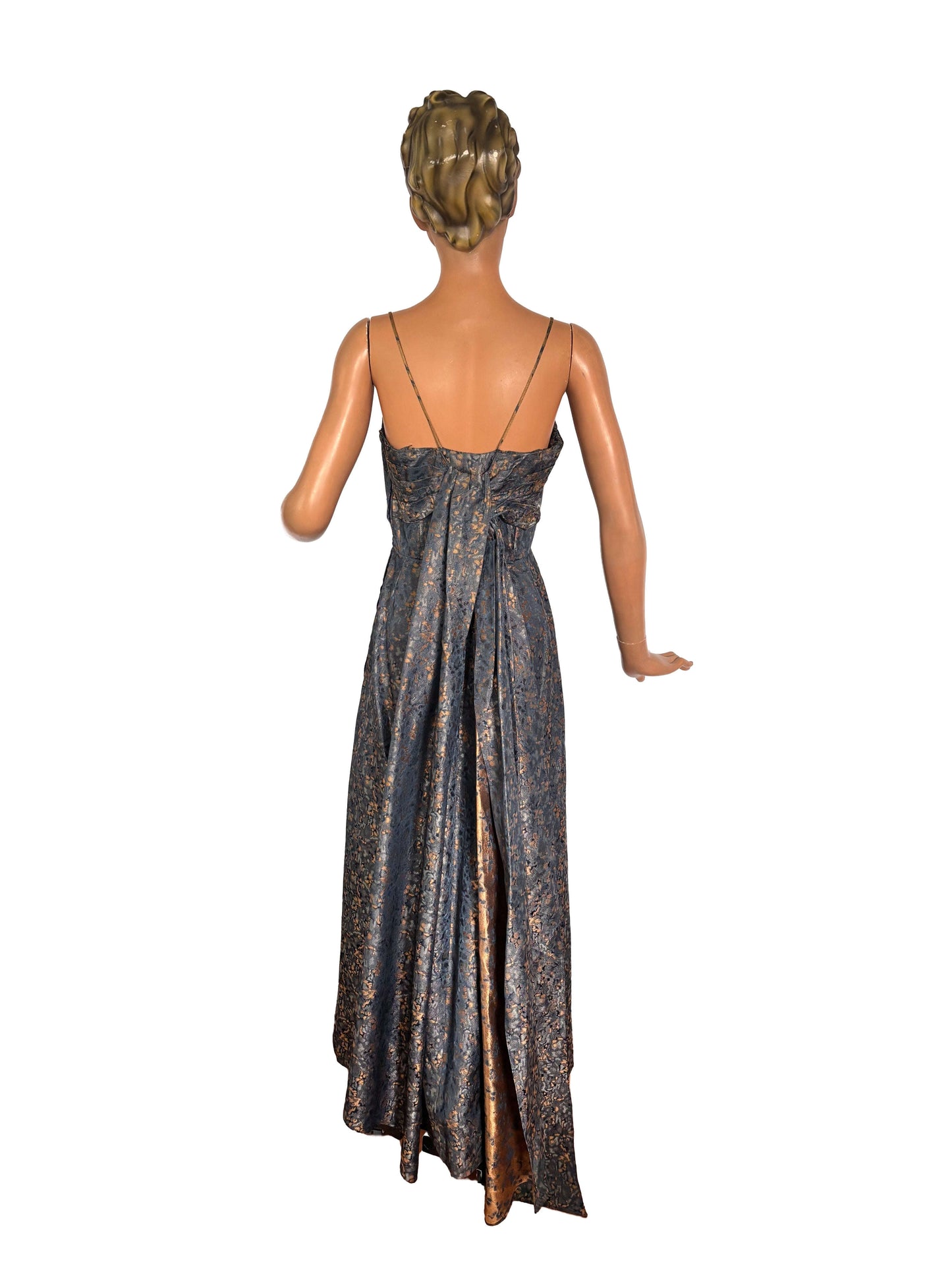 XS | 1950s Jacquard Evening Gown Lily Scarlet
