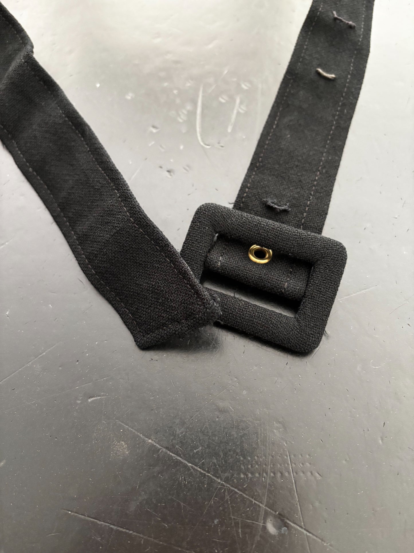 M | 1950s / 1960s Black Wool Dress by Saxia With Revere Collar