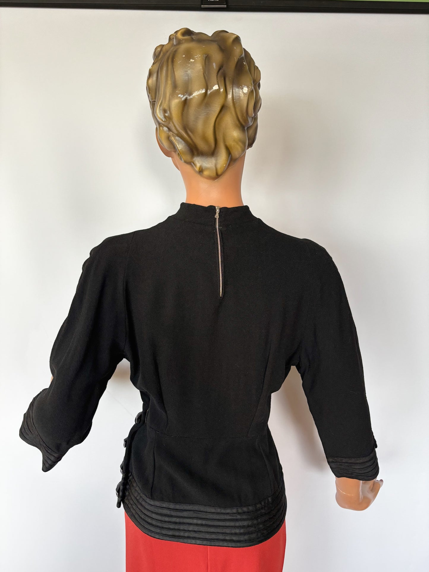 M | 1920s/30s Wool Crepe Tunic Flapper Top